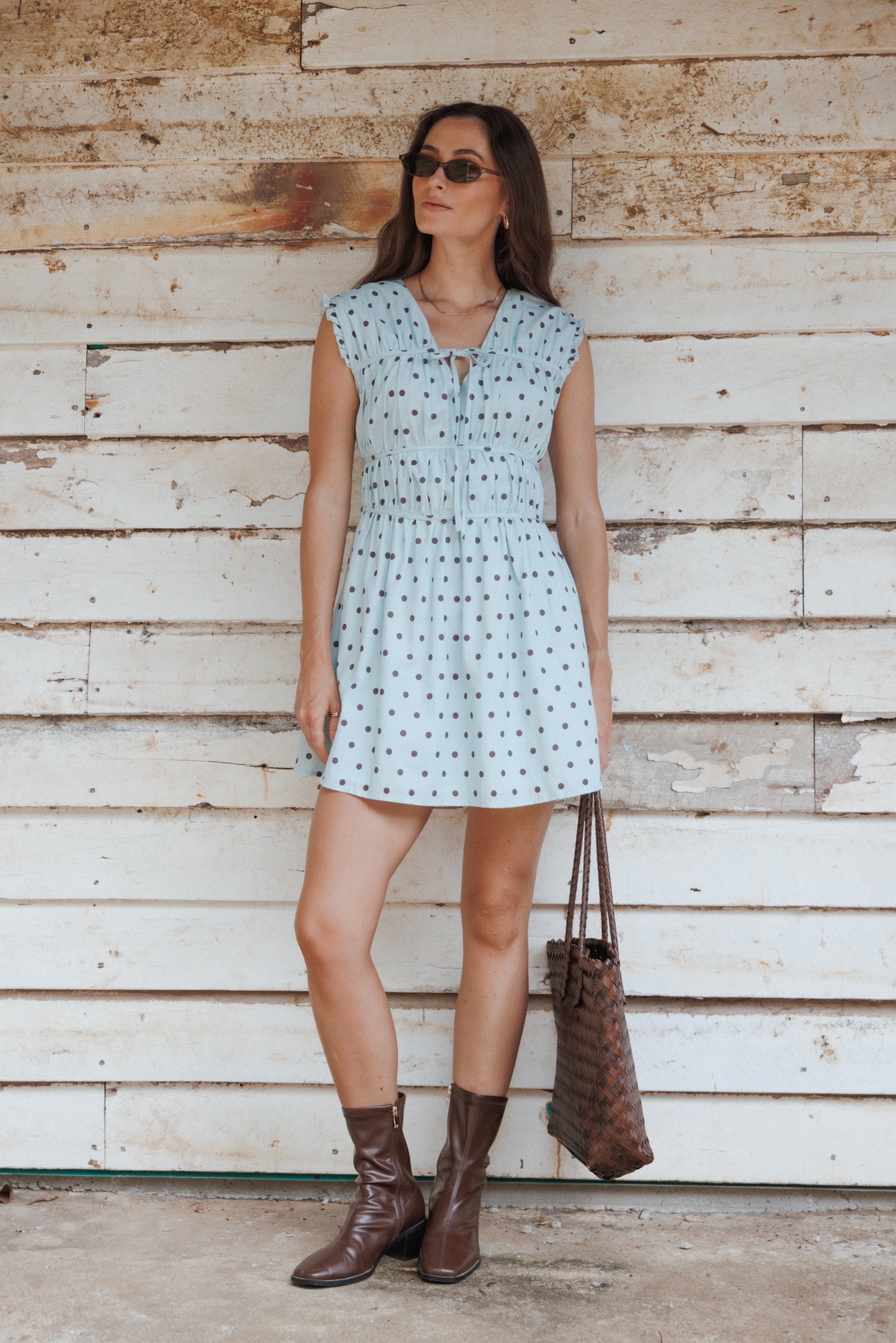 DRESSES Pipper Mini Dress - Blue Polka Dot