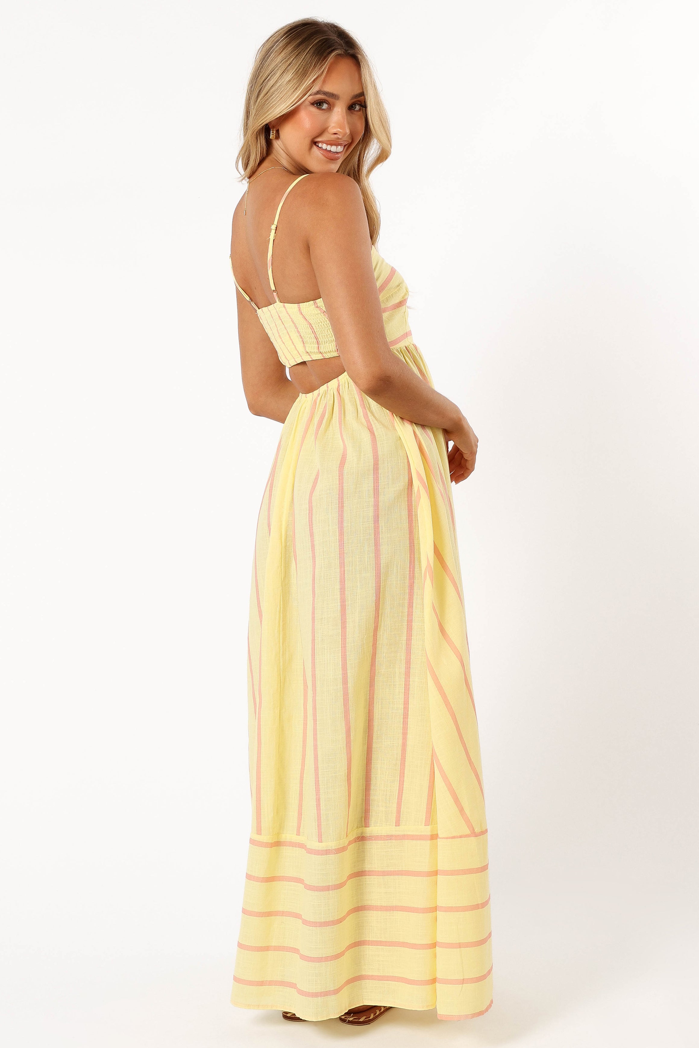 DRESSES @Pixie Maxi Dress - Yellow Pink Stripe (Hold for Transitional Essentials)