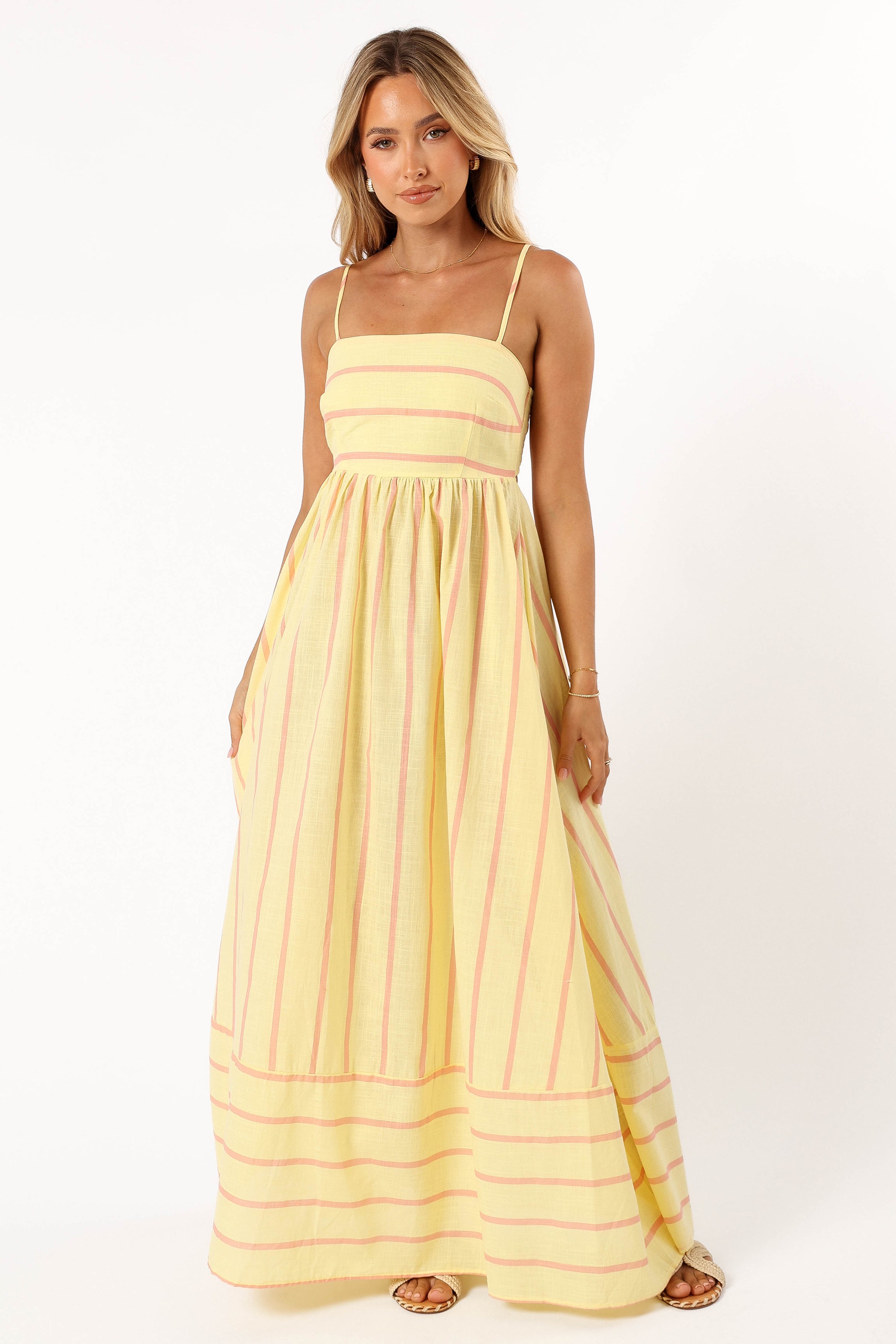 DRESSES @Pixie Maxi Dress - Yellow Pink Stripe (Hold for Transitional Essentials)