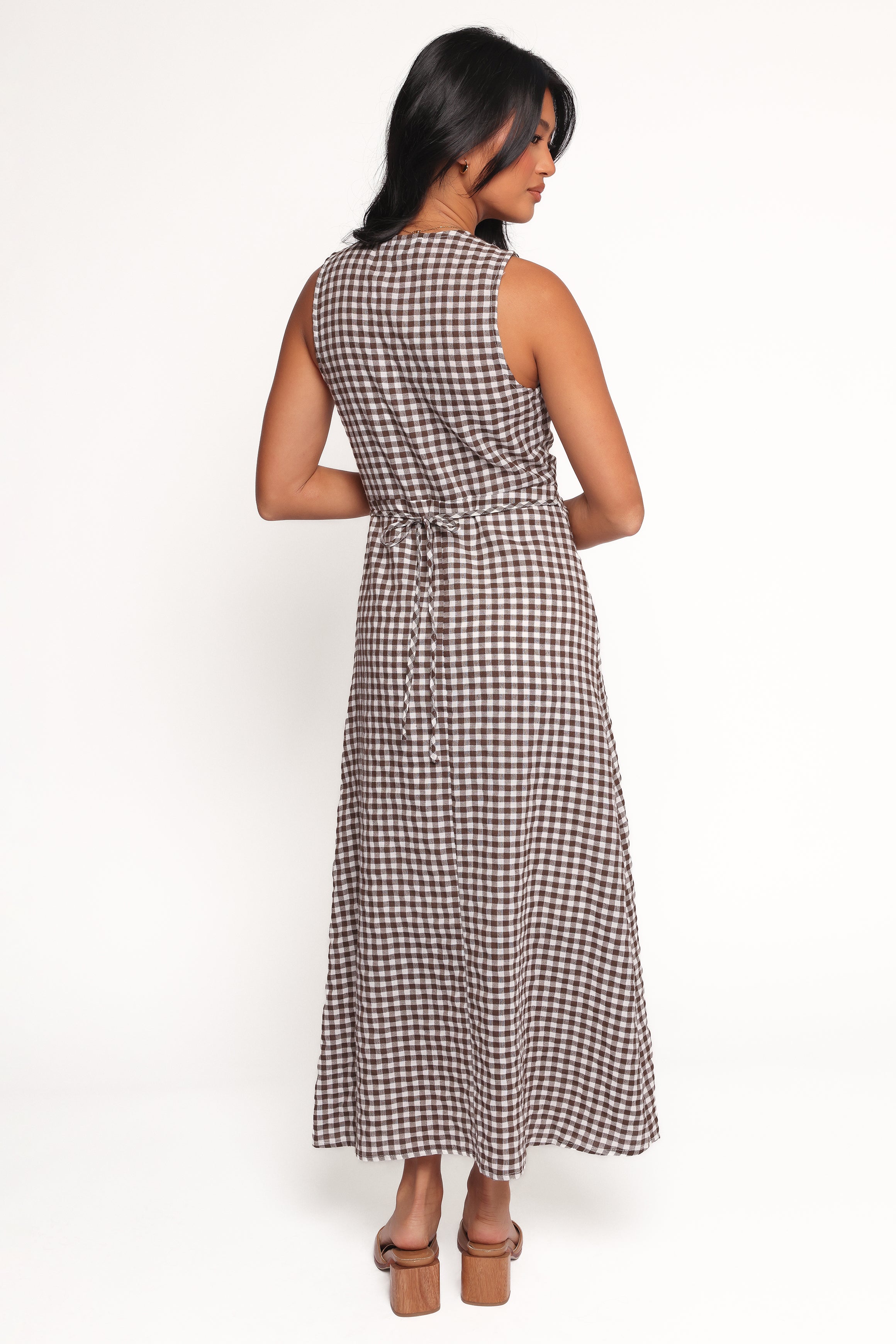 DRESSES Queenie Midi Dress - Brown Gingham