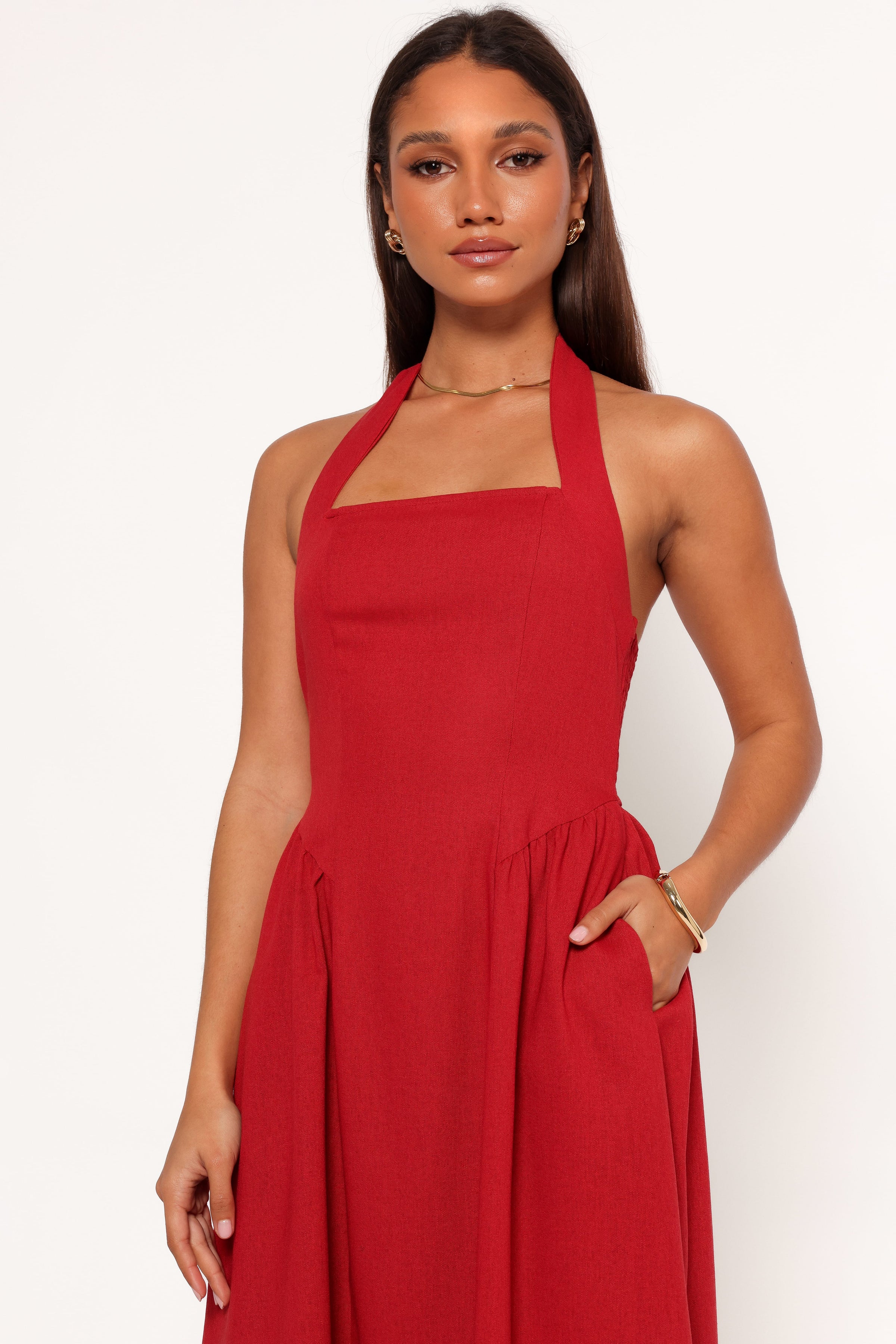 DRESSES Ramona Halterneck Midi Dress - Red