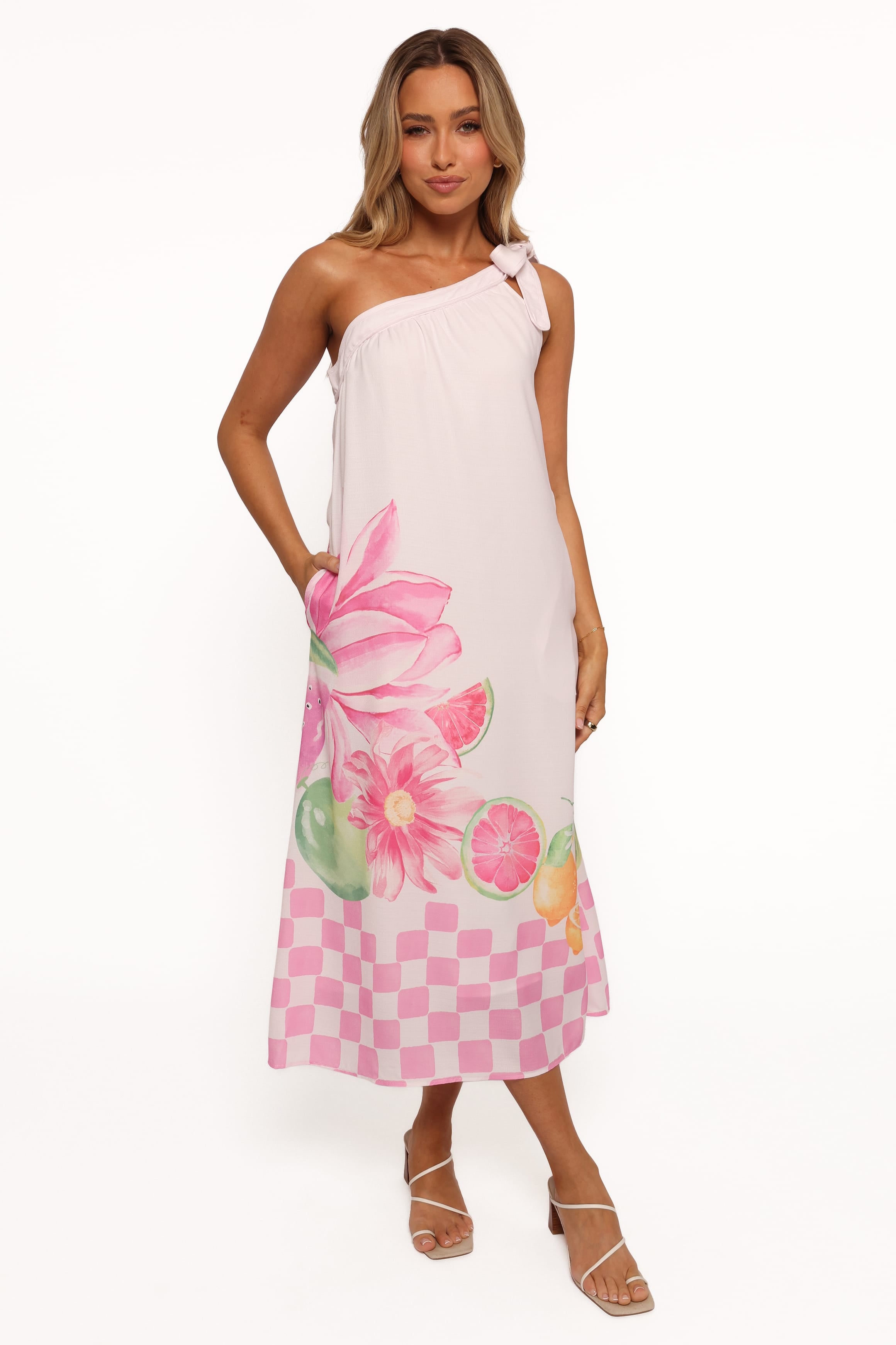 DRESSES Reagan One Shoulder Midi Dress - Pink