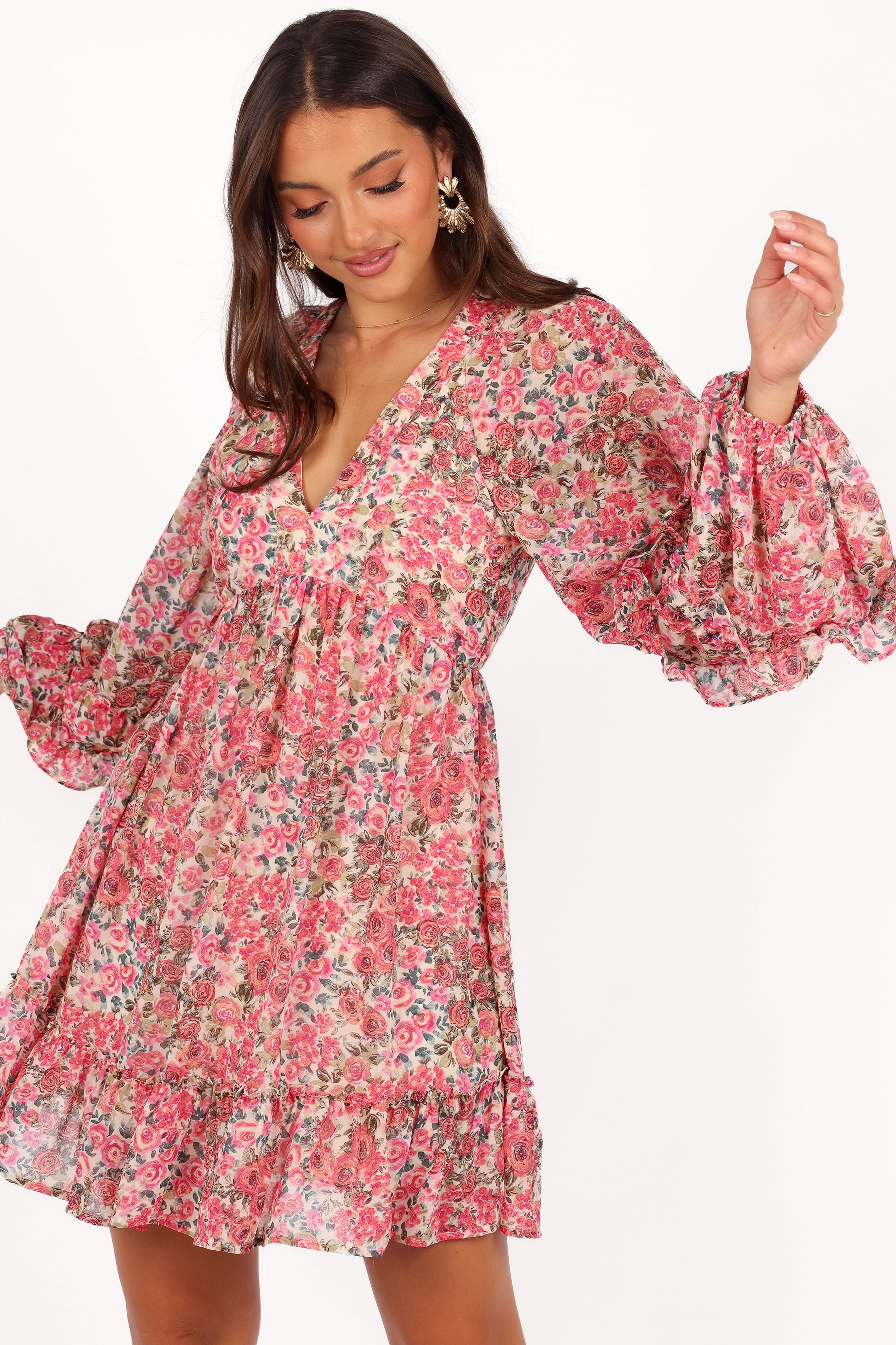 DRESSES Reese Long Sleeve Mini Dress - Pink Floral