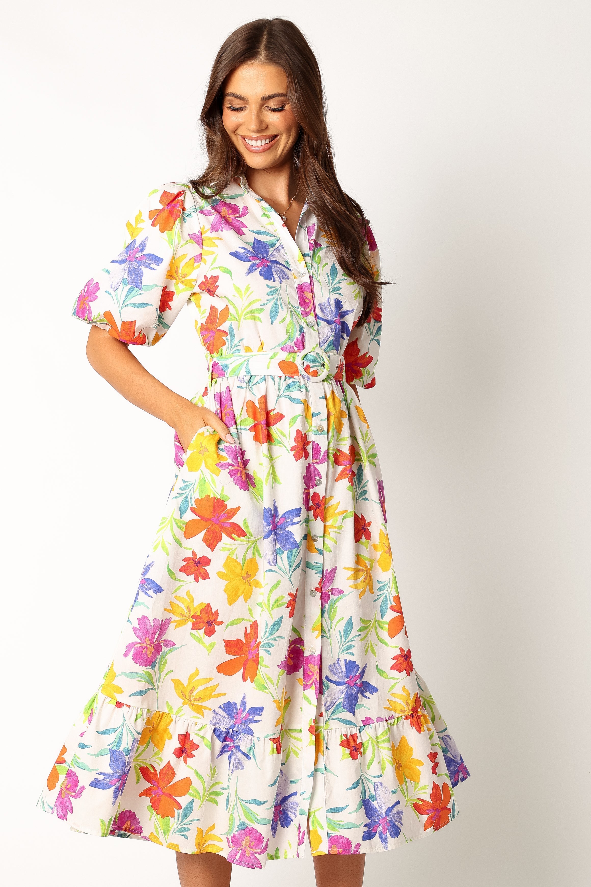 DRESSES @Reese Midi Dress - Zinnia Print