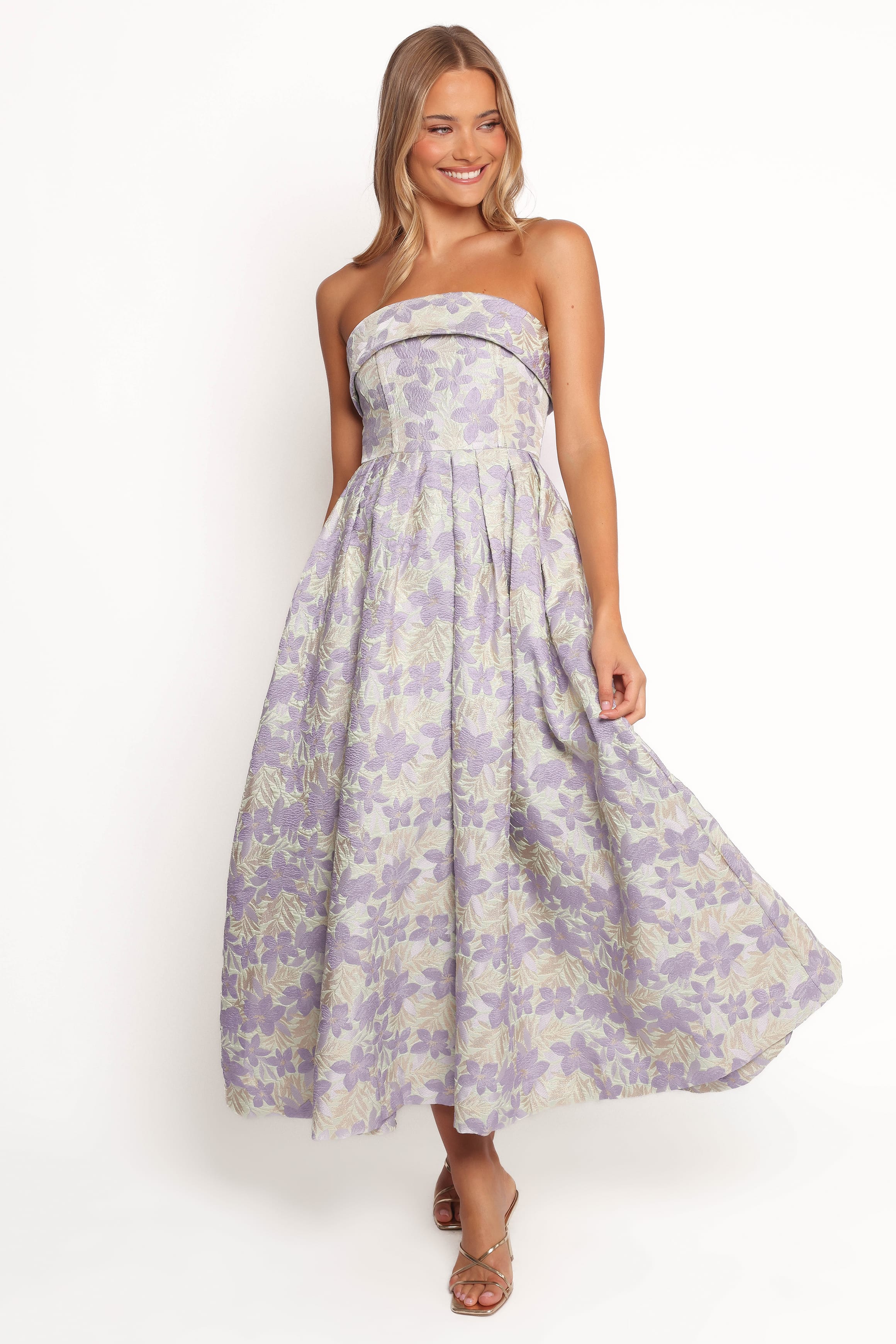 DRESSES Rhea Strapless Midi Dress - Sage Floral