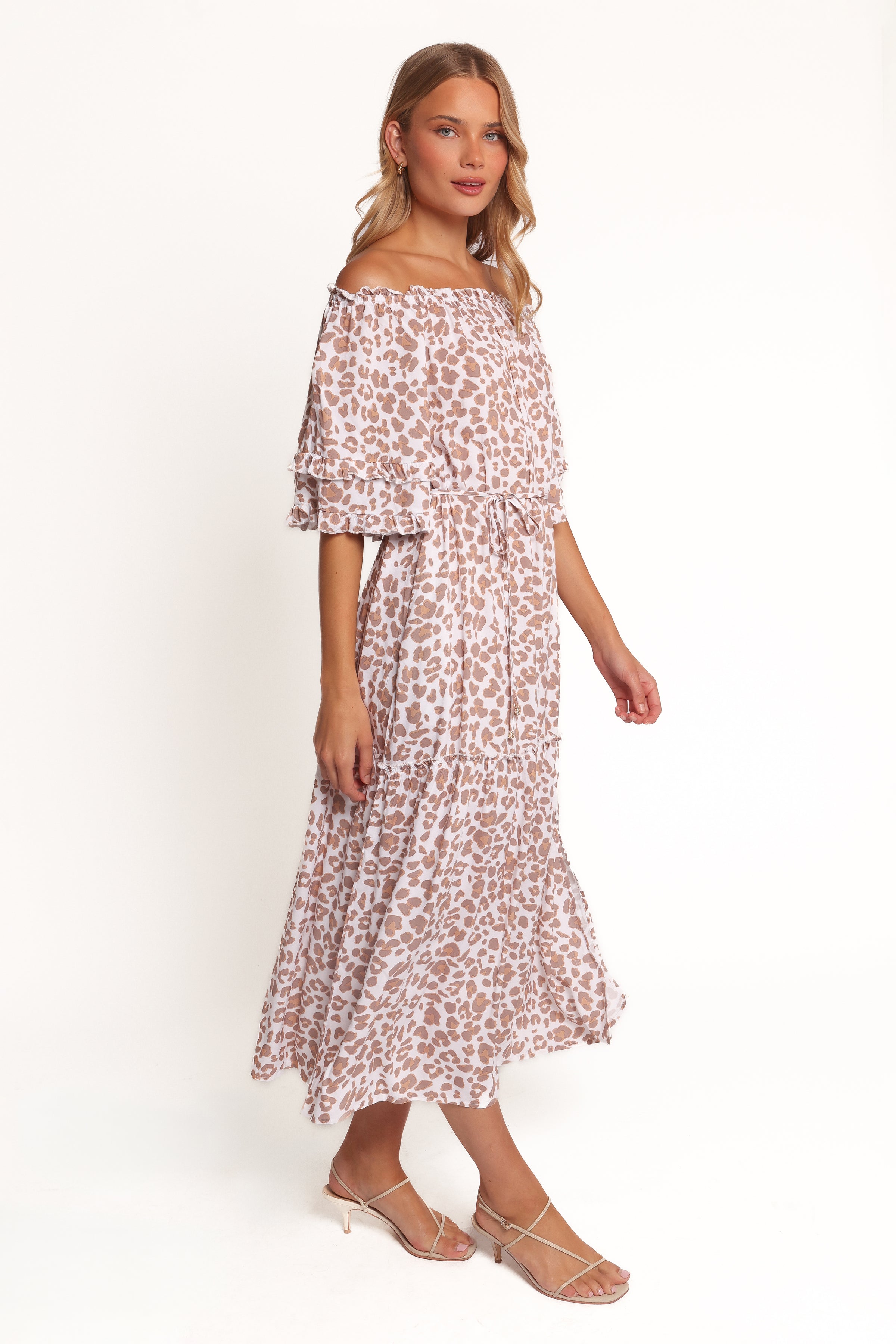 DRESSES Rhody Off Shoulder Maxi Dress - White Leopard