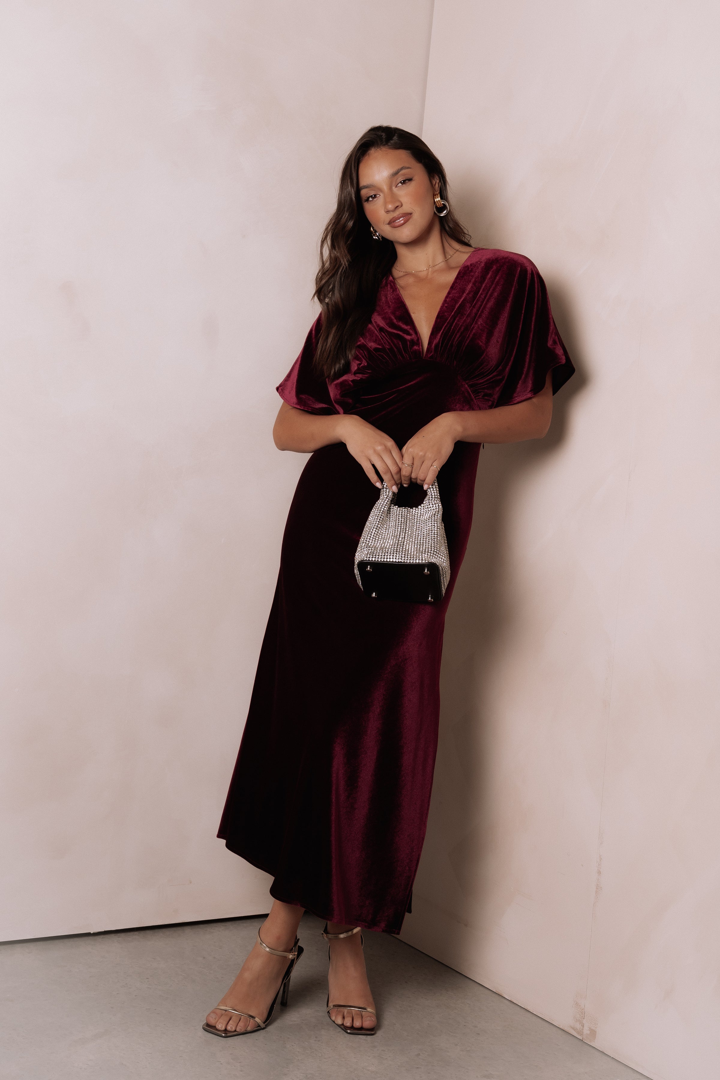 DRESSES Ricki Velvet Maxi Dress - Wine