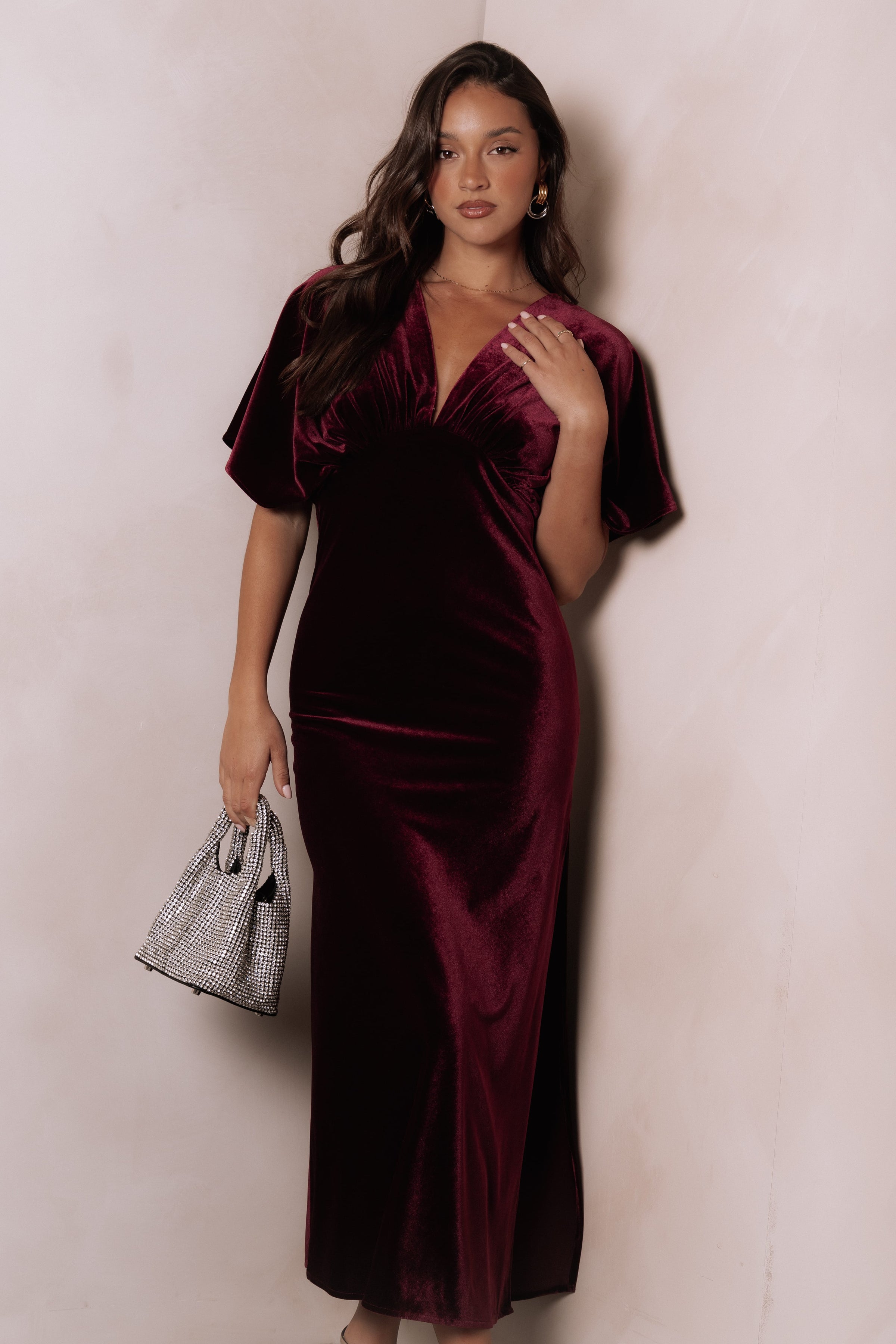 DRESSES Ricki Velvet Maxi Dress - Wine