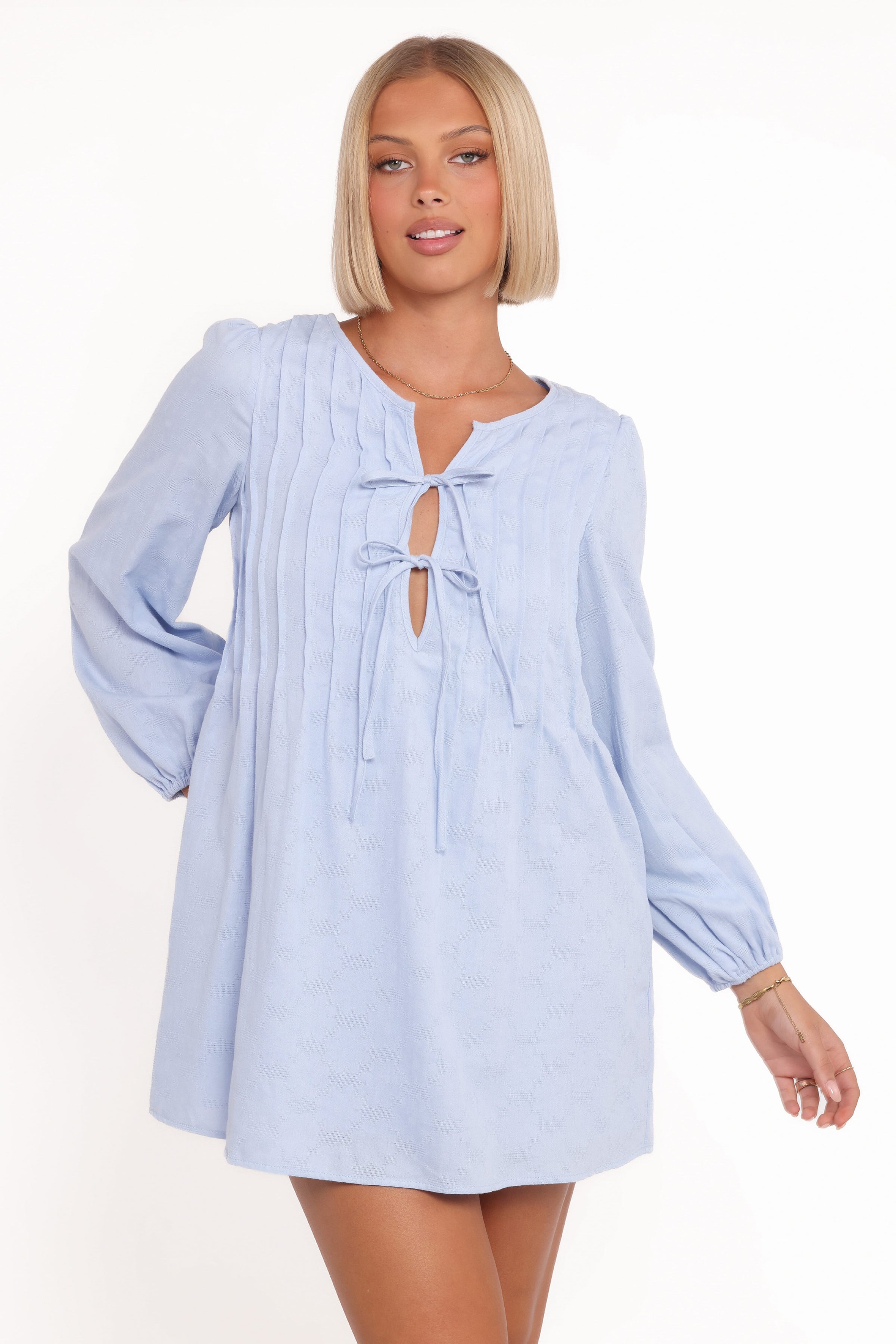 DRESSES Ridley Long Sleeve Mini Dress - Pale Blue