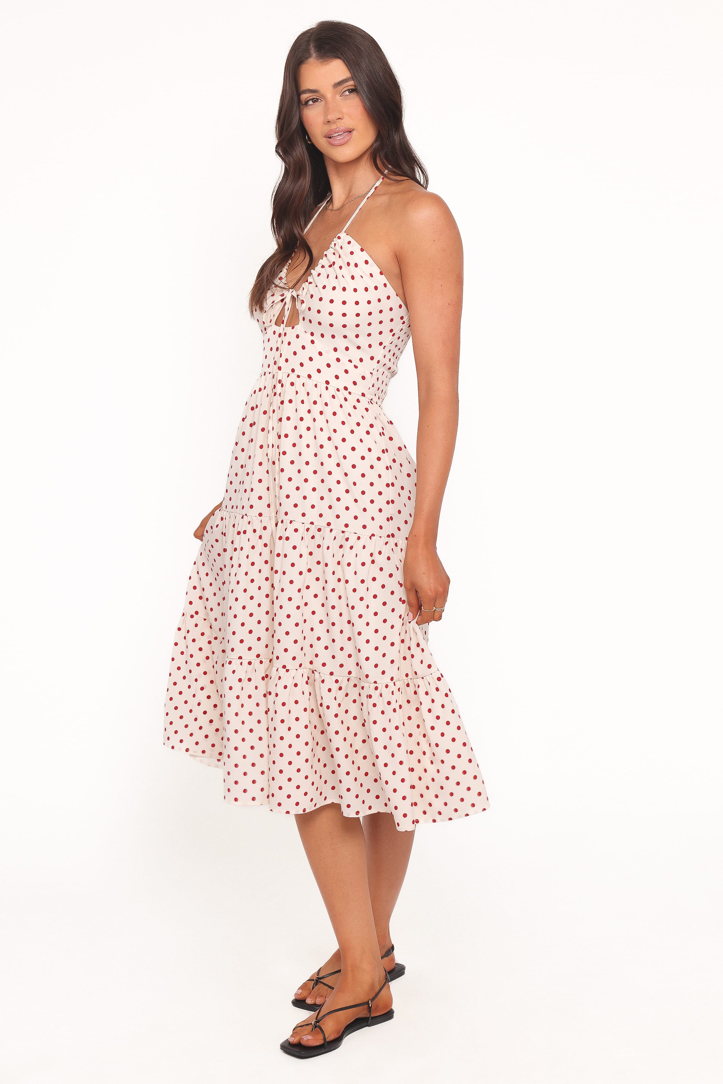 DRESSES Rilie Halterneck Midi Dress - Red Polka Dot