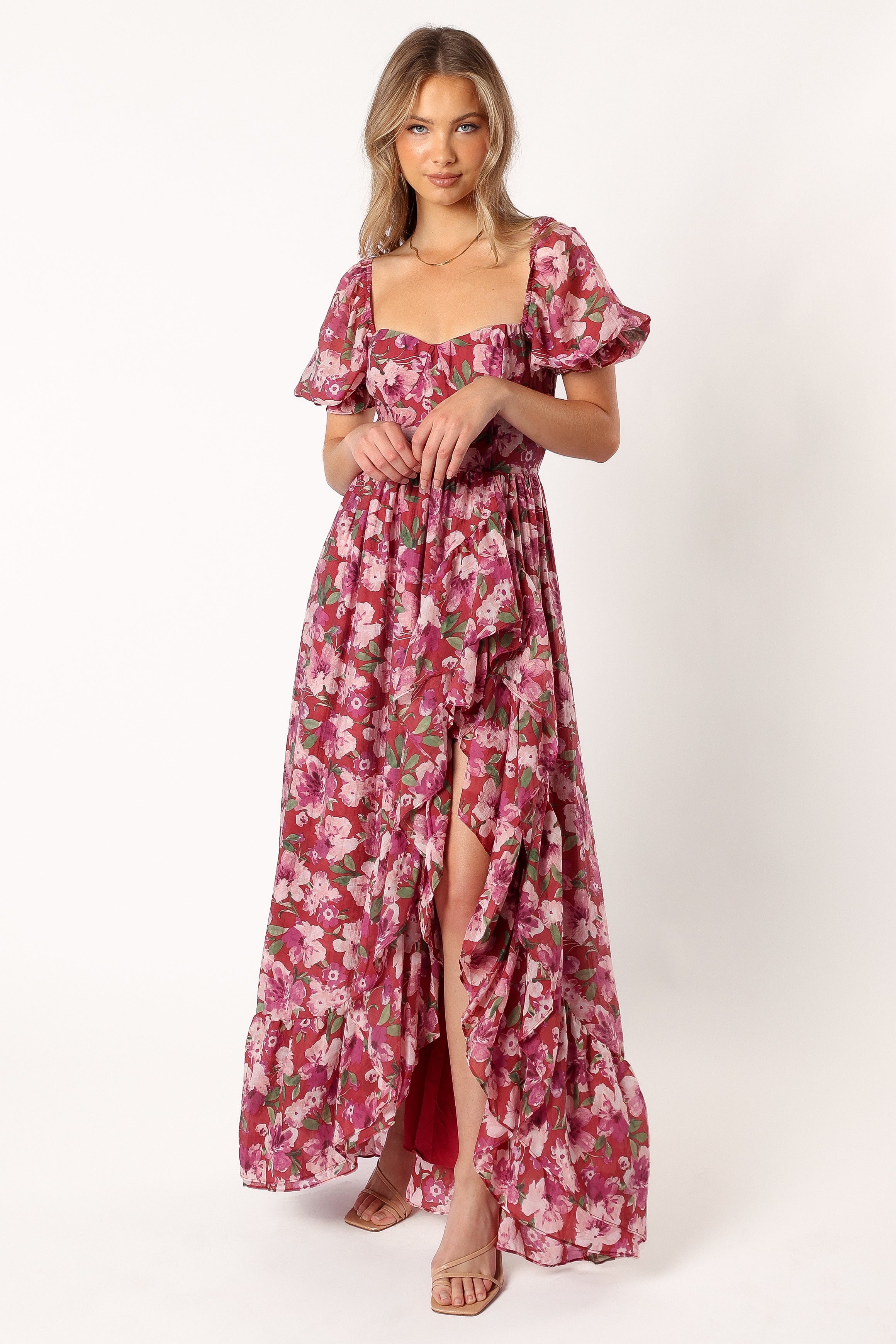 DRESSES @Rita Tiered Maxi Dress - Berry Floral