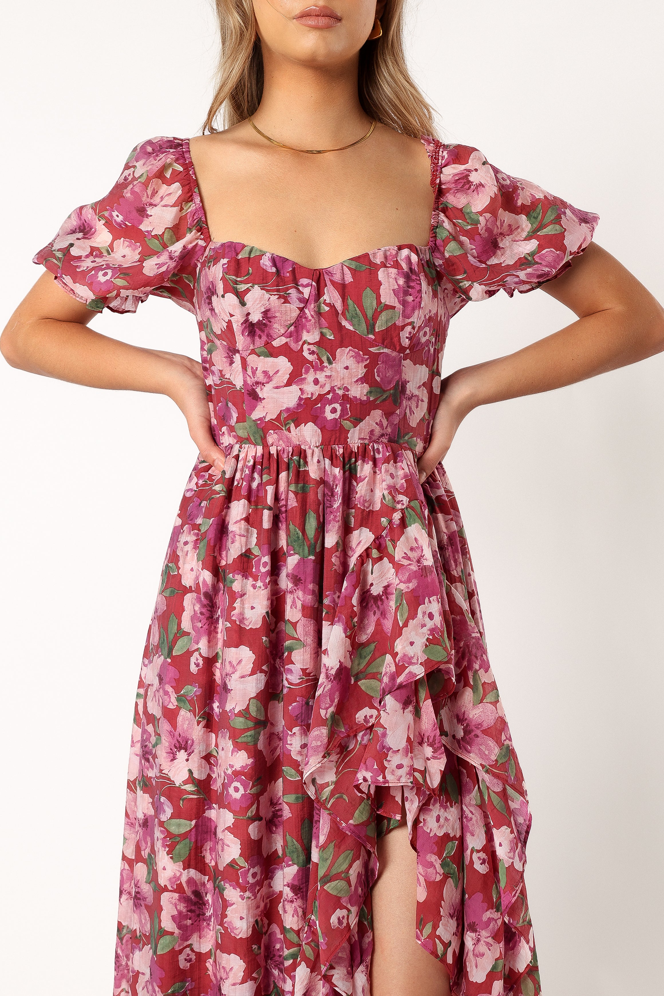 DRESSES @Rita Tiered Maxi Dress - Berry Floral