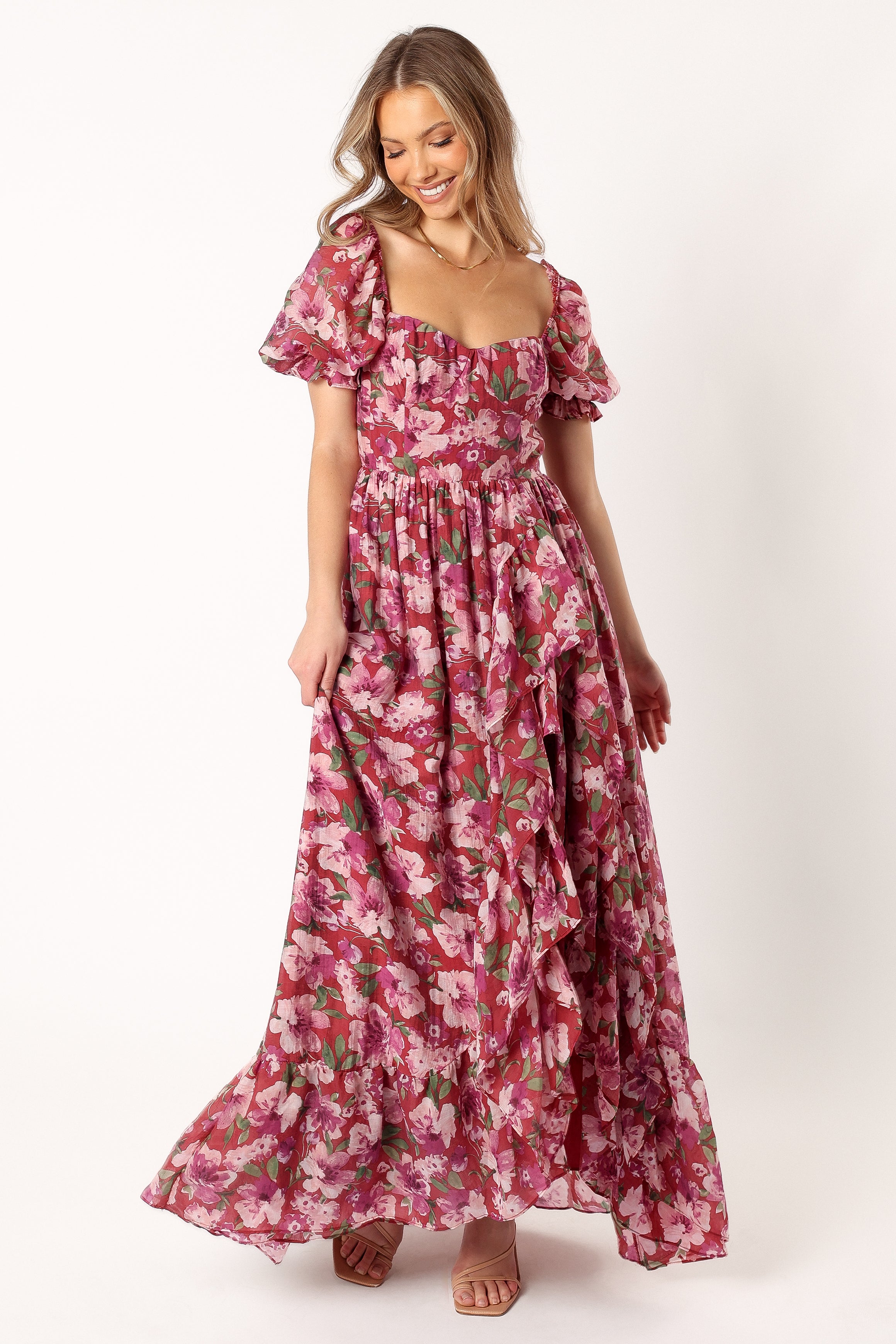 DRESSES @Rita Tiered Maxi Dress - Berry Floral