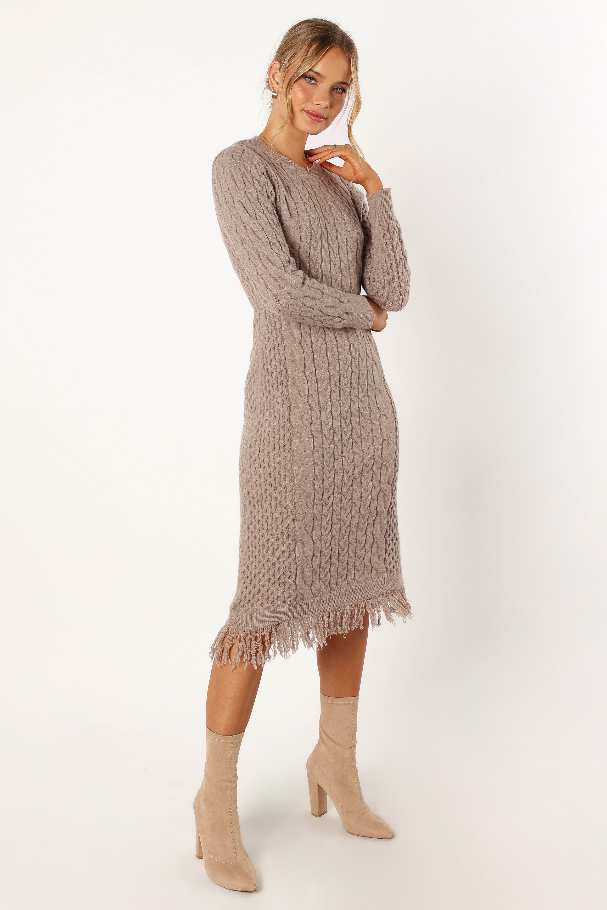 DRESSES @Roberta Longsleeve Knit Dress - Grey