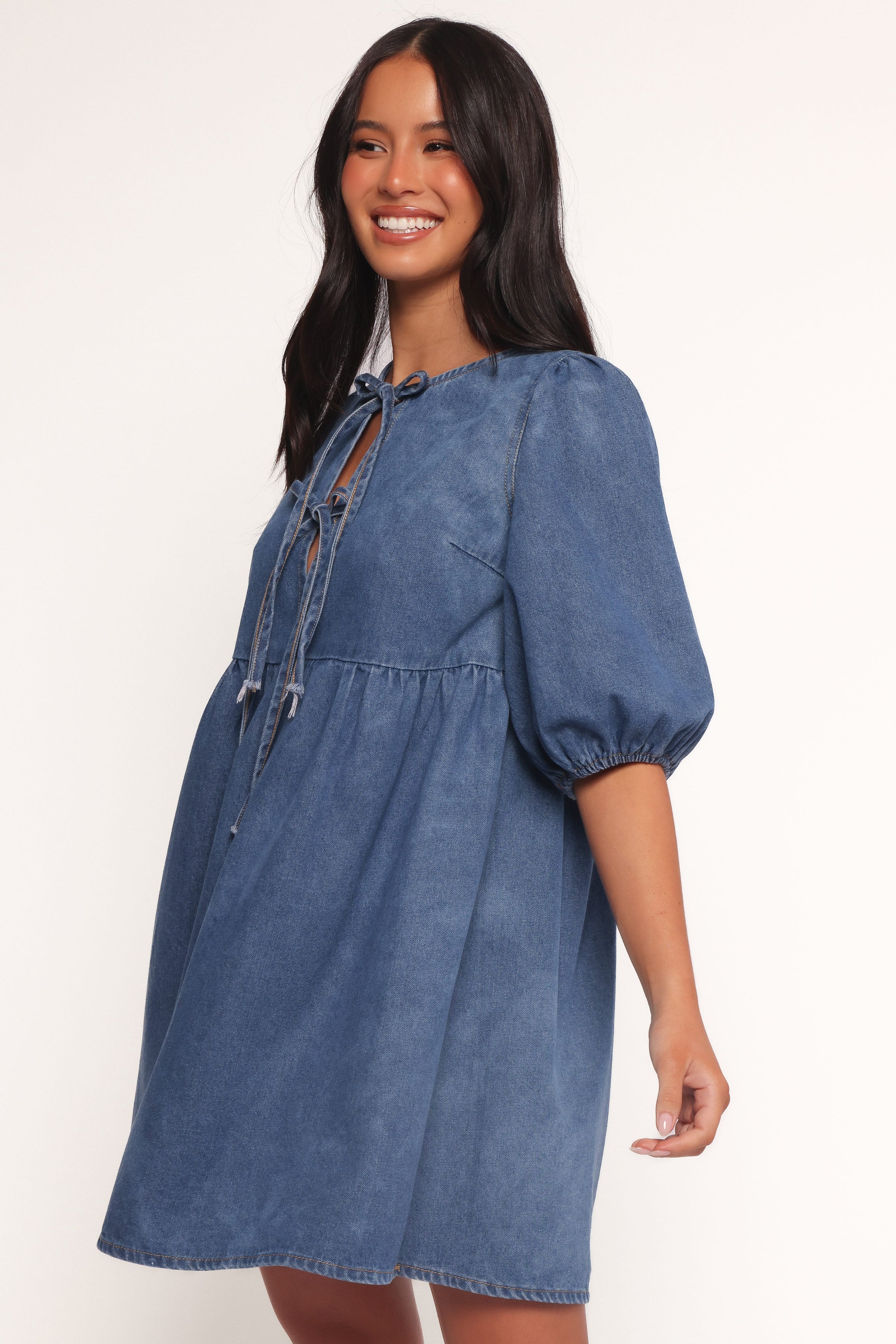 DRESSES Romana Tie Front Mini Dress - Dark Denim