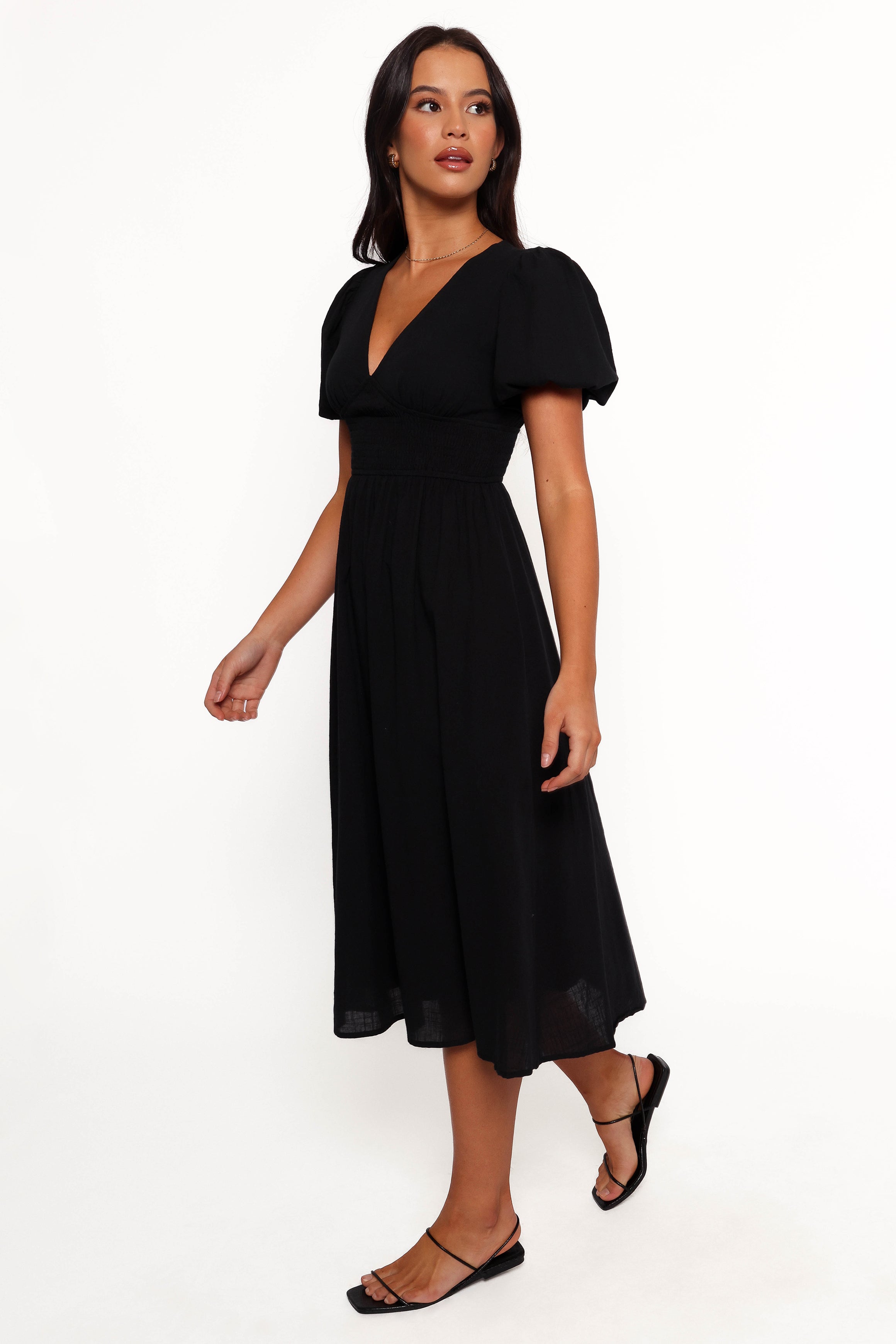 DRESSES Ronnie Short Sleeve Midi Dress - Black