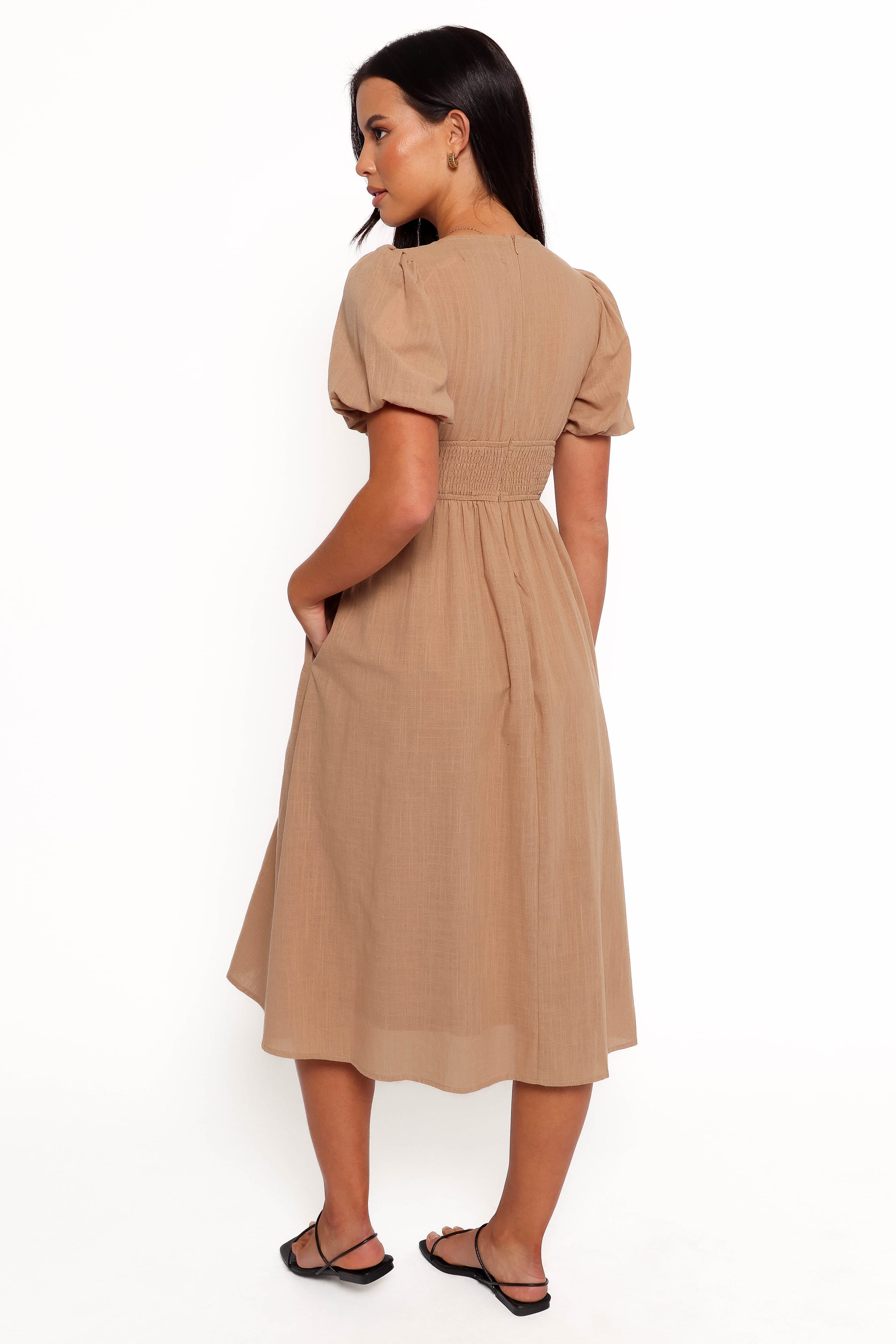 DRESSES Ronnie Short Sleeve Midi Dress - Tan