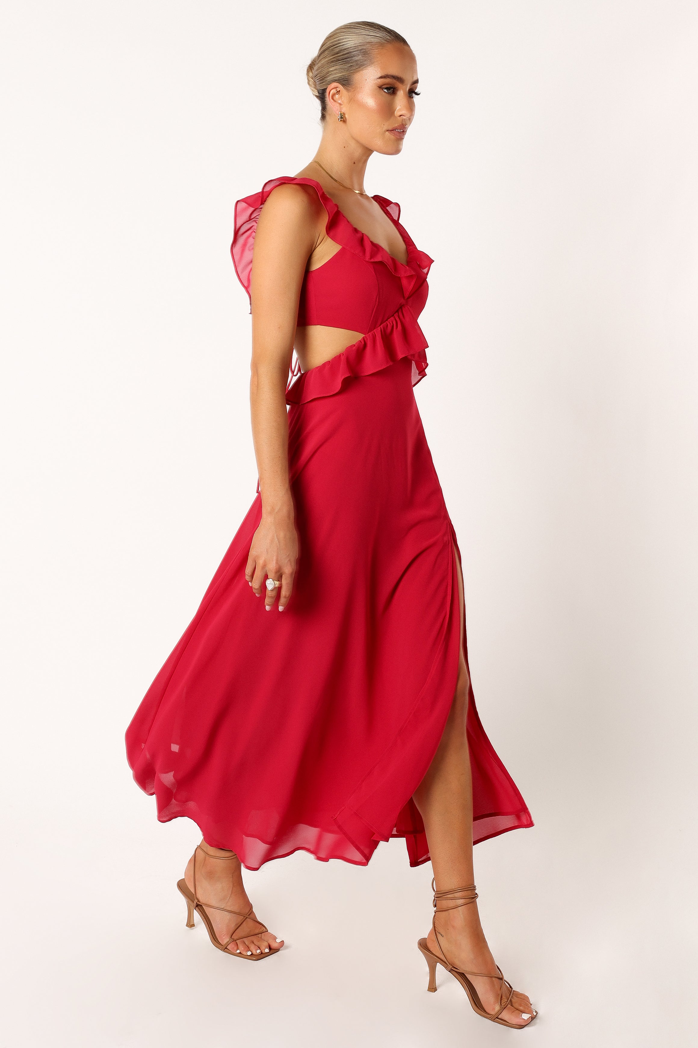 DRESSES @Rori Ruffle Maxi Dress - Pink