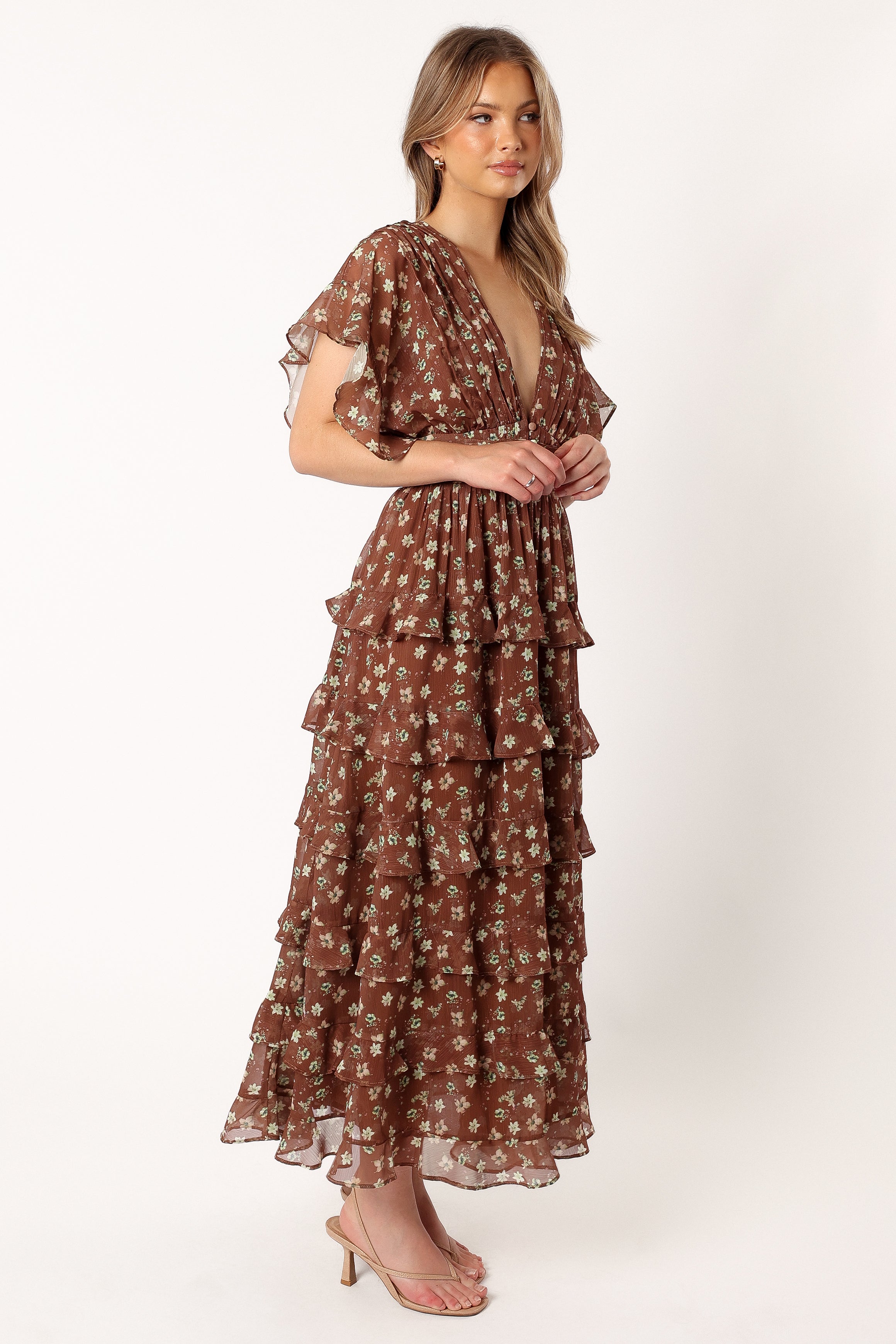 DRESSES @Rosa Tiered Maxi Dress - Brown