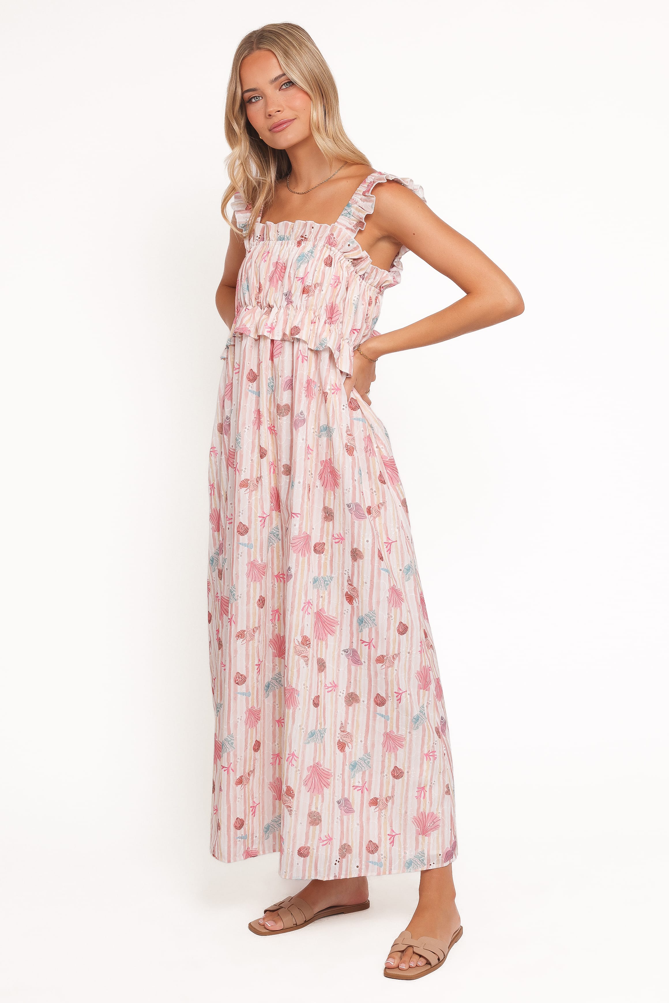 DRESSES Ross Frill Strap Maxi Dress - Beach Print