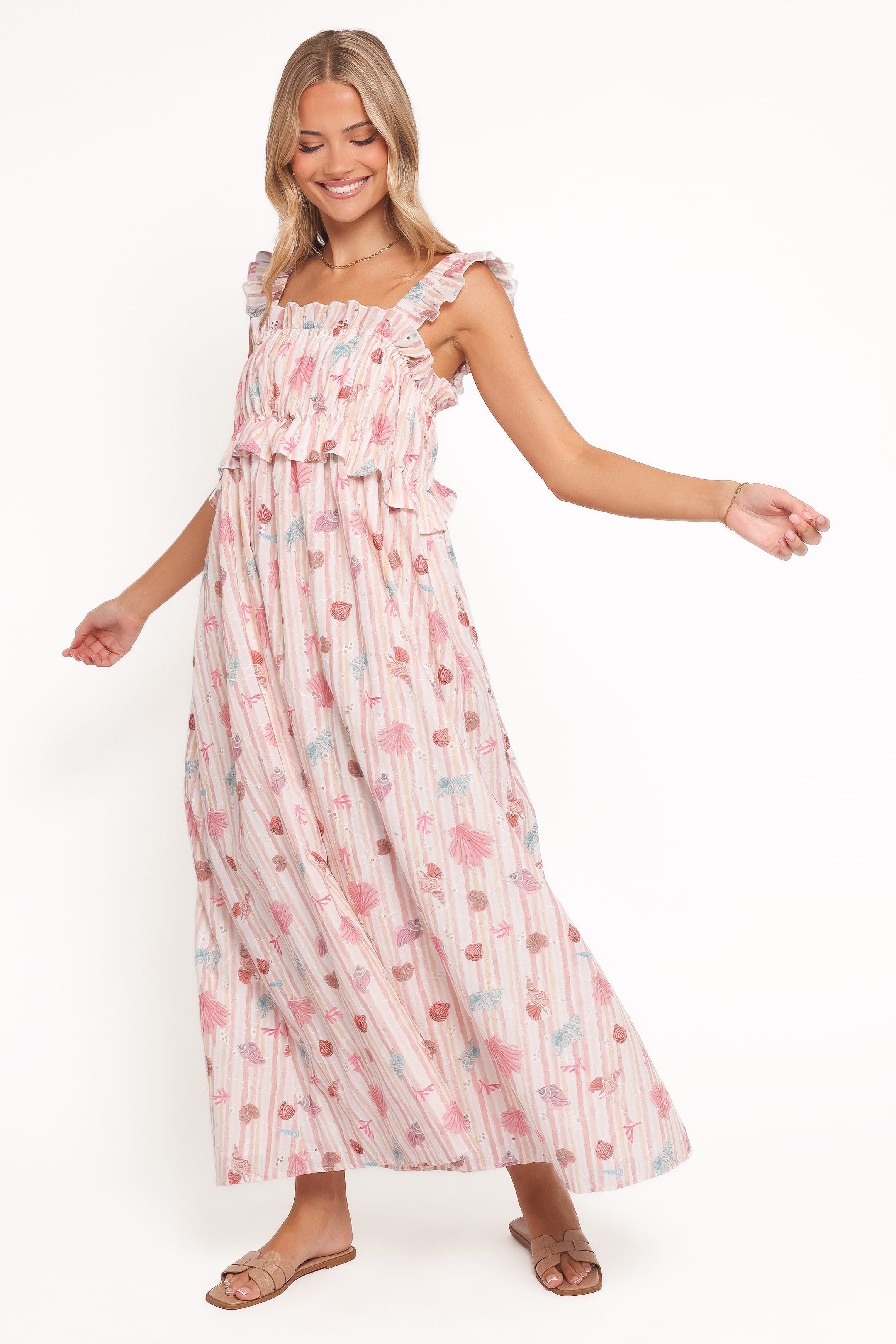 DRESSES Ross Frill Strap Maxi Dress - Beach Print