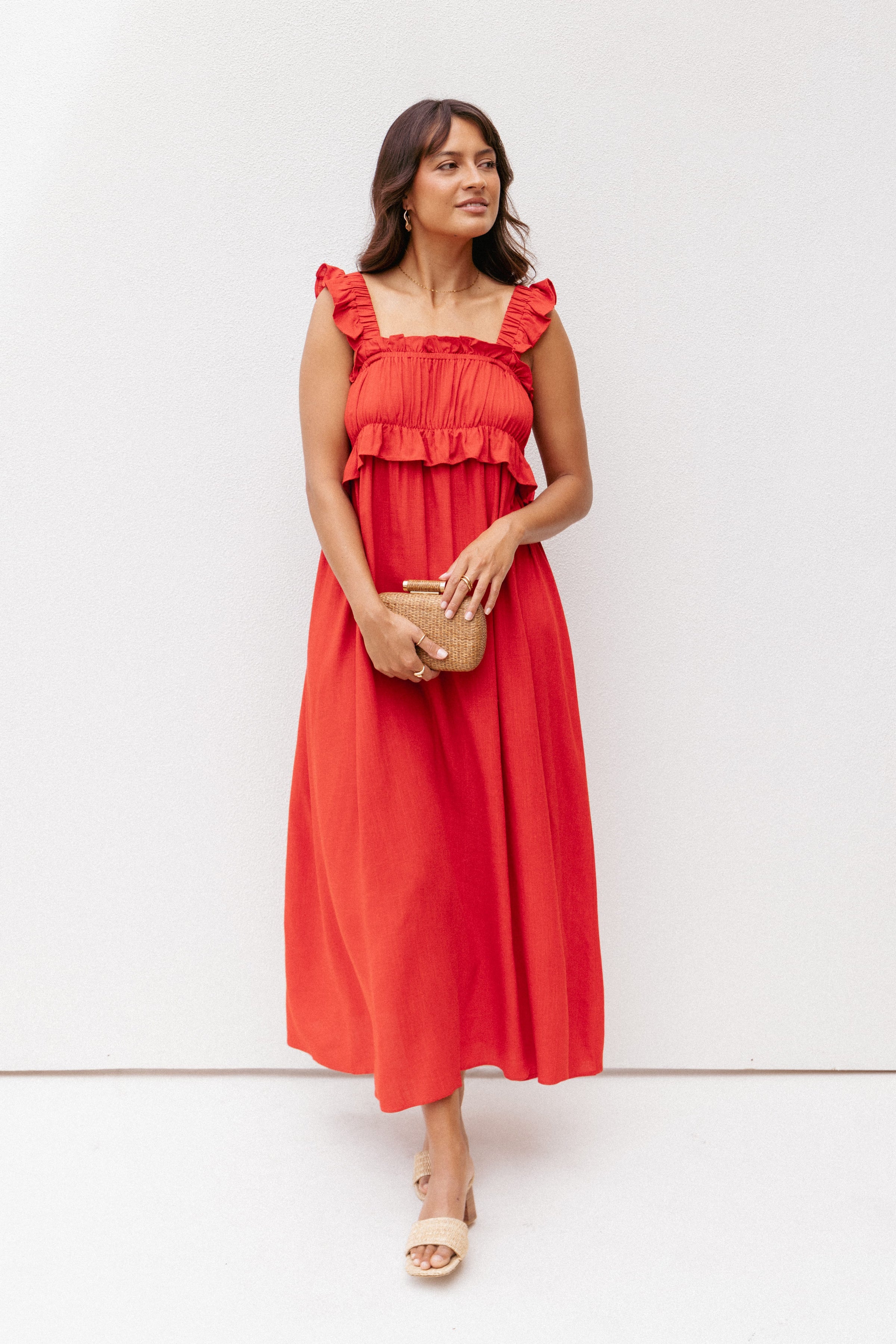 DRESSES Ross Frill Strap Maxi Dress - Red