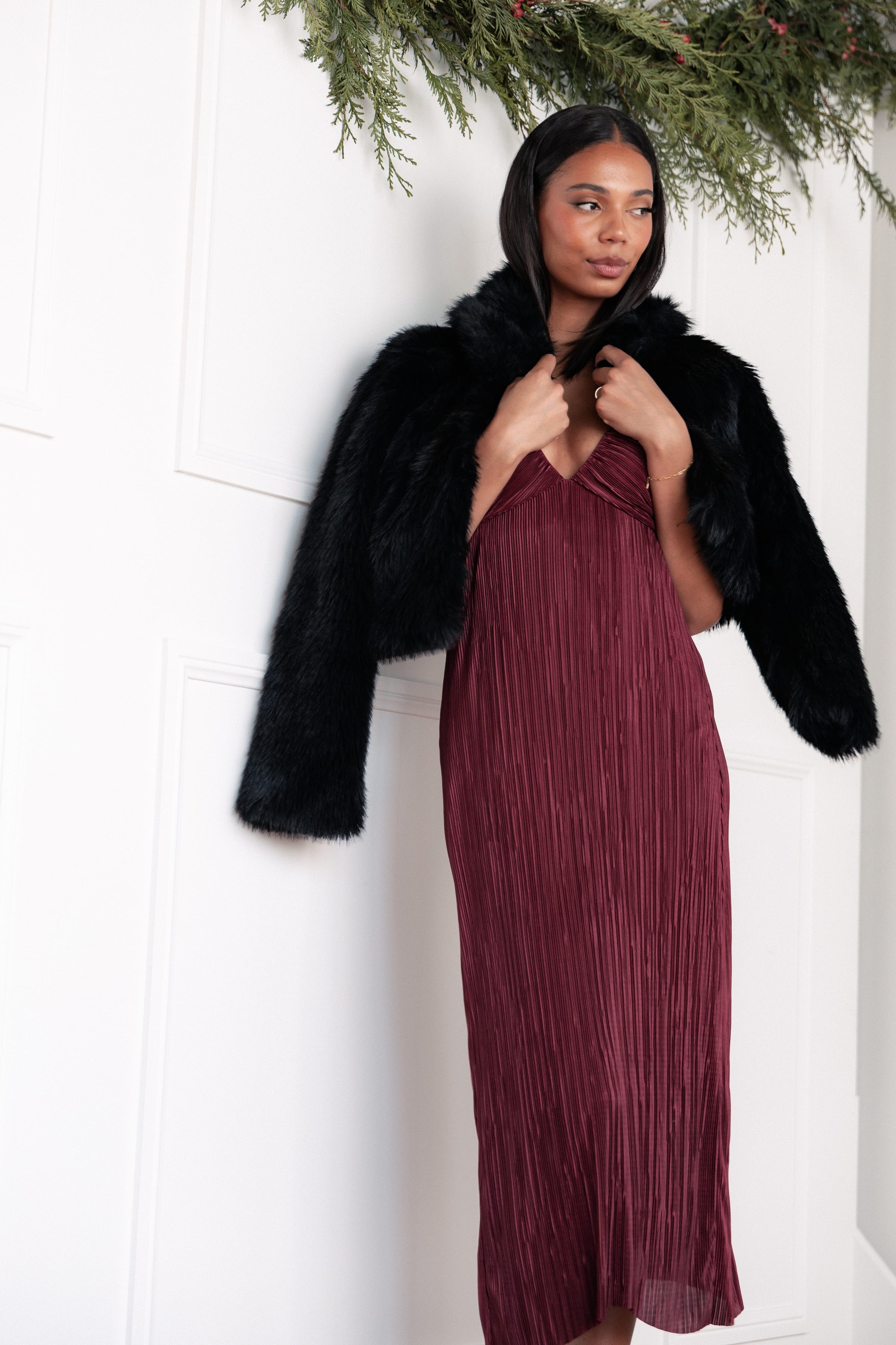 DRESSES Safi Plisse Maxi Dress - Wine