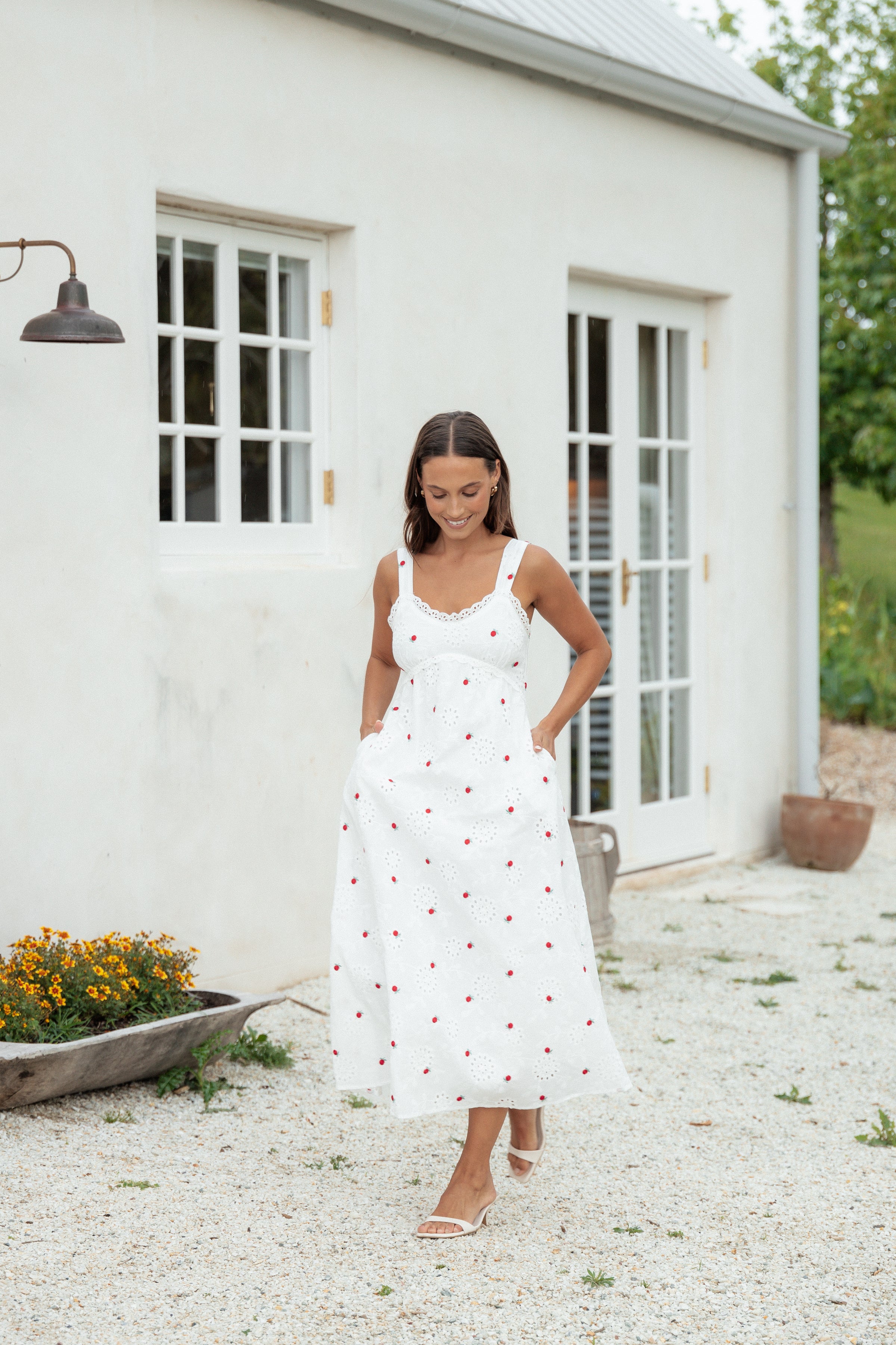 DRESSES Salli Midi Dress - White/Red