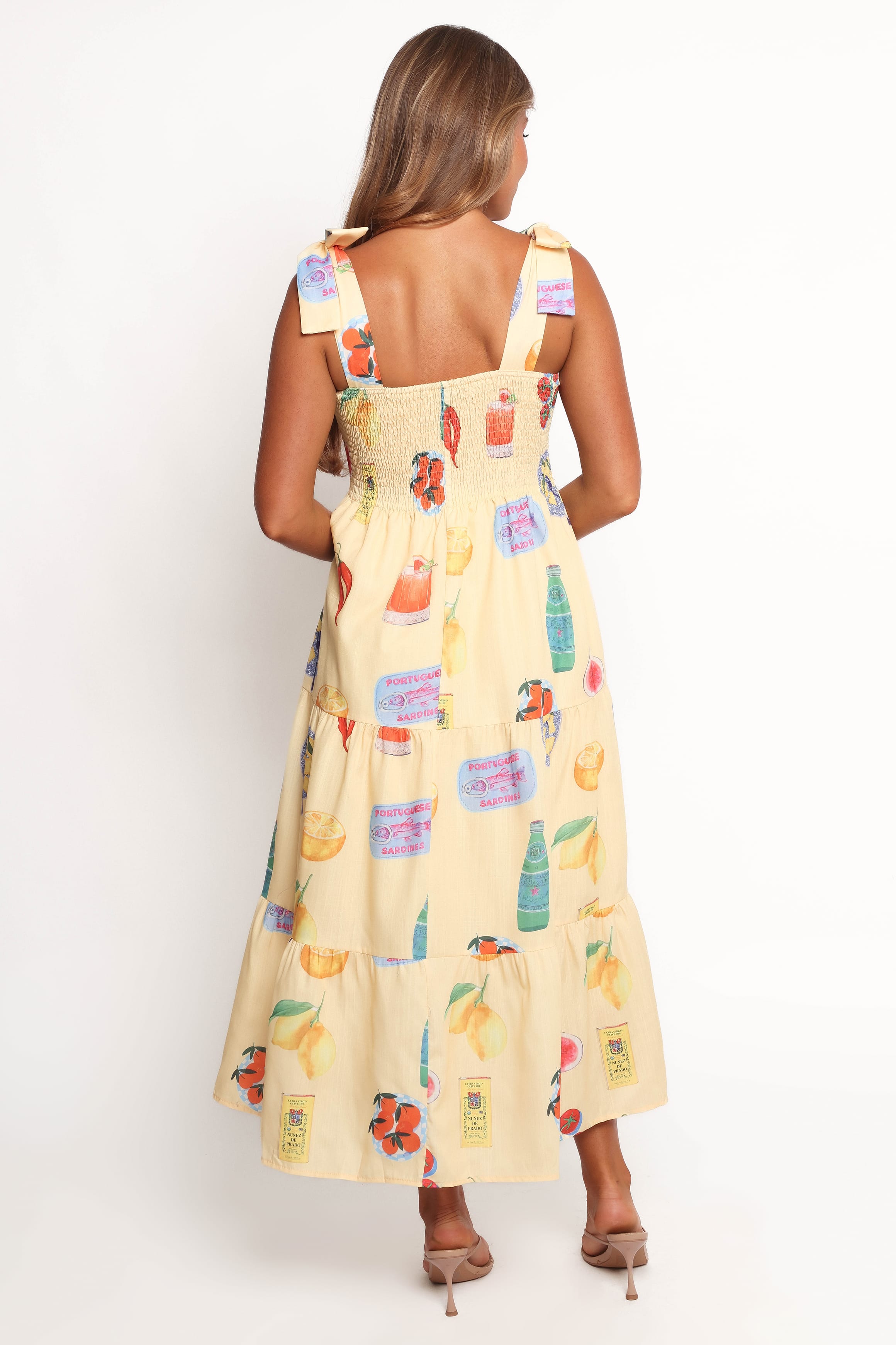 DRESSES Sarelle Midi Dress - Yellow Pasta Print