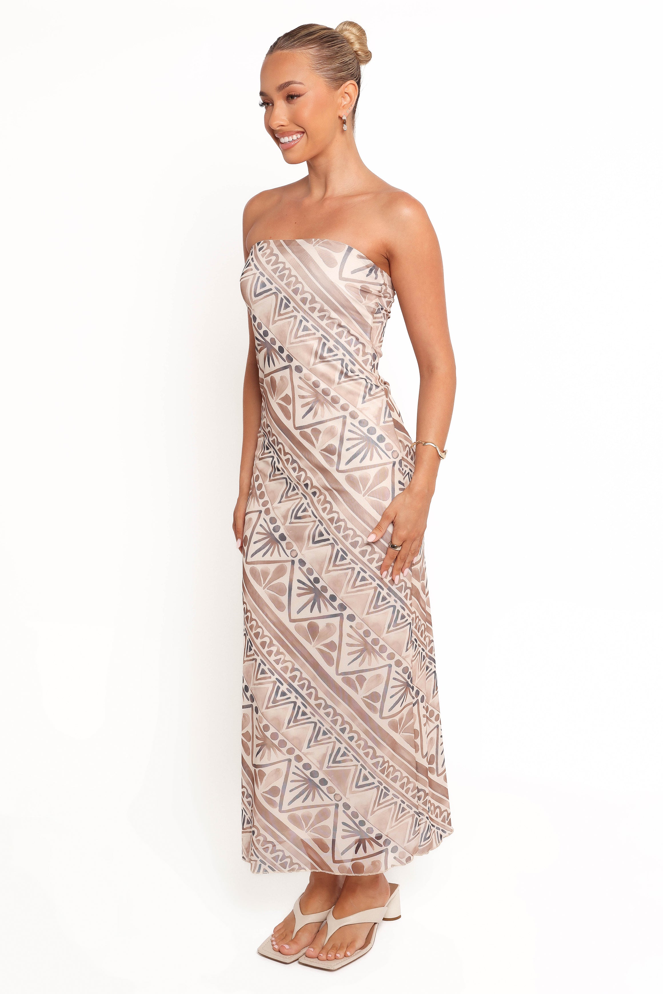 DRESSES Saskia Strapless Midi Dress - Brown