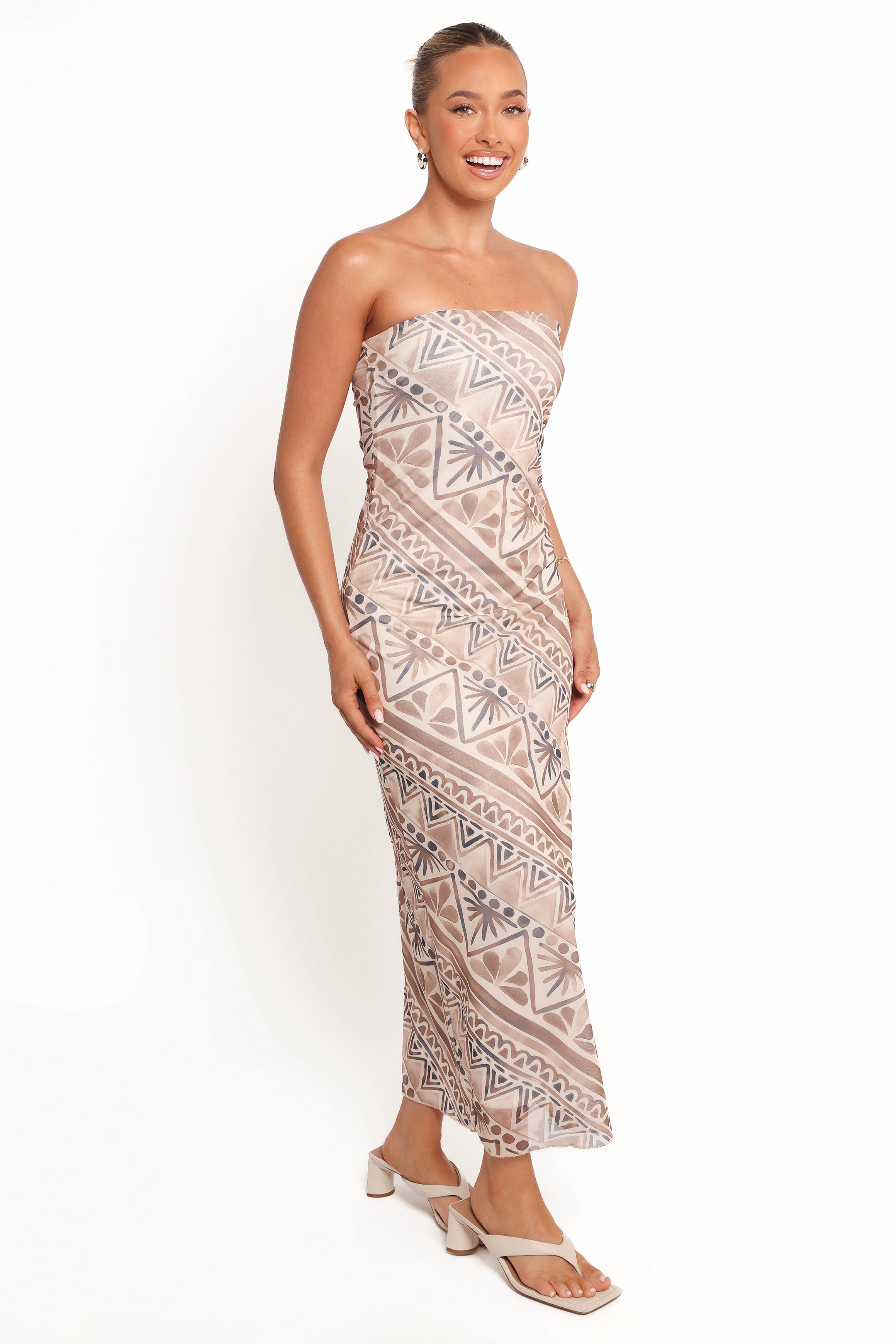 DRESSES Saskia Strapless Midi Dress - Brown
