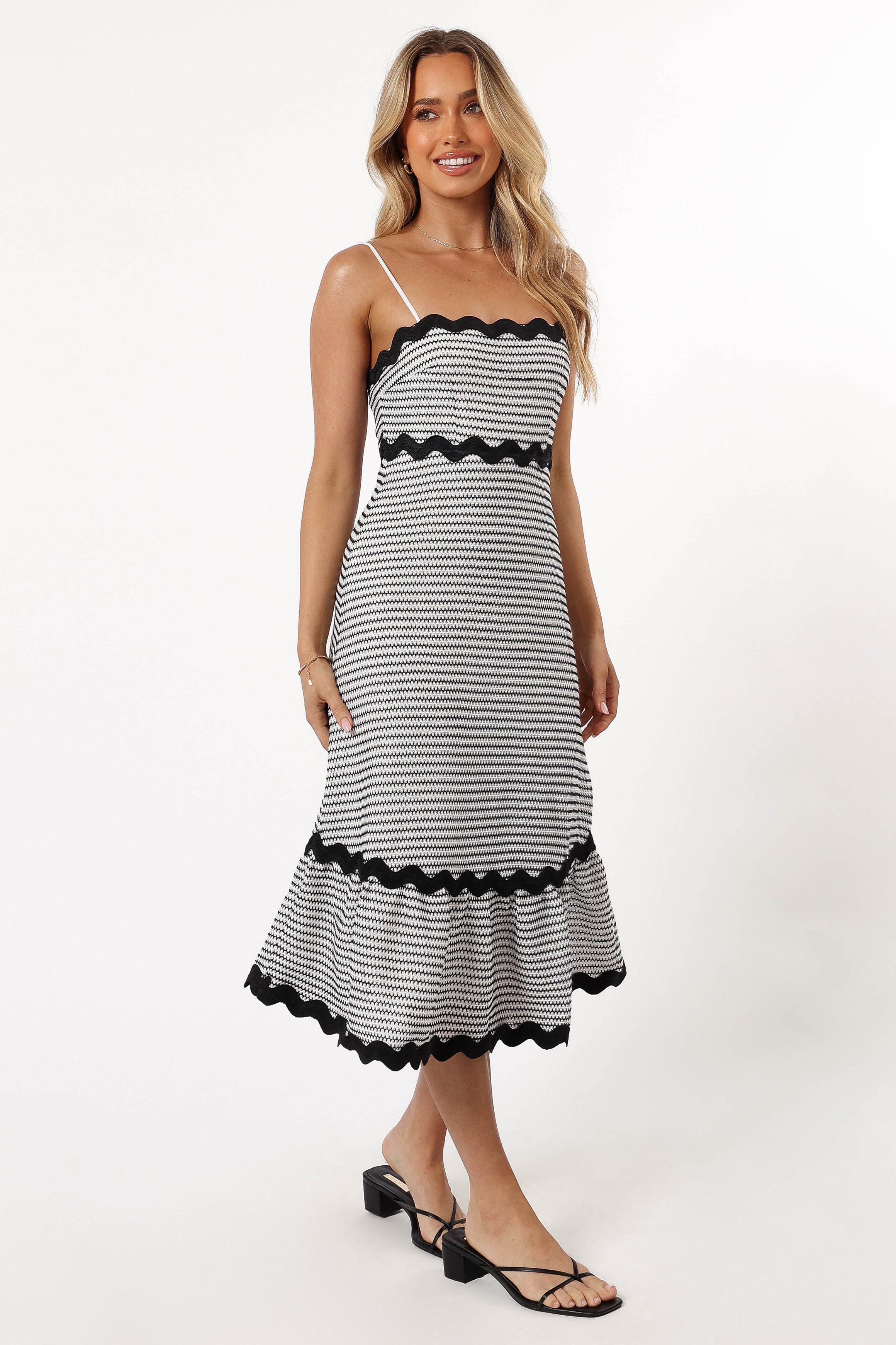 DRESSES @Savvy Midi Dress - Black/White