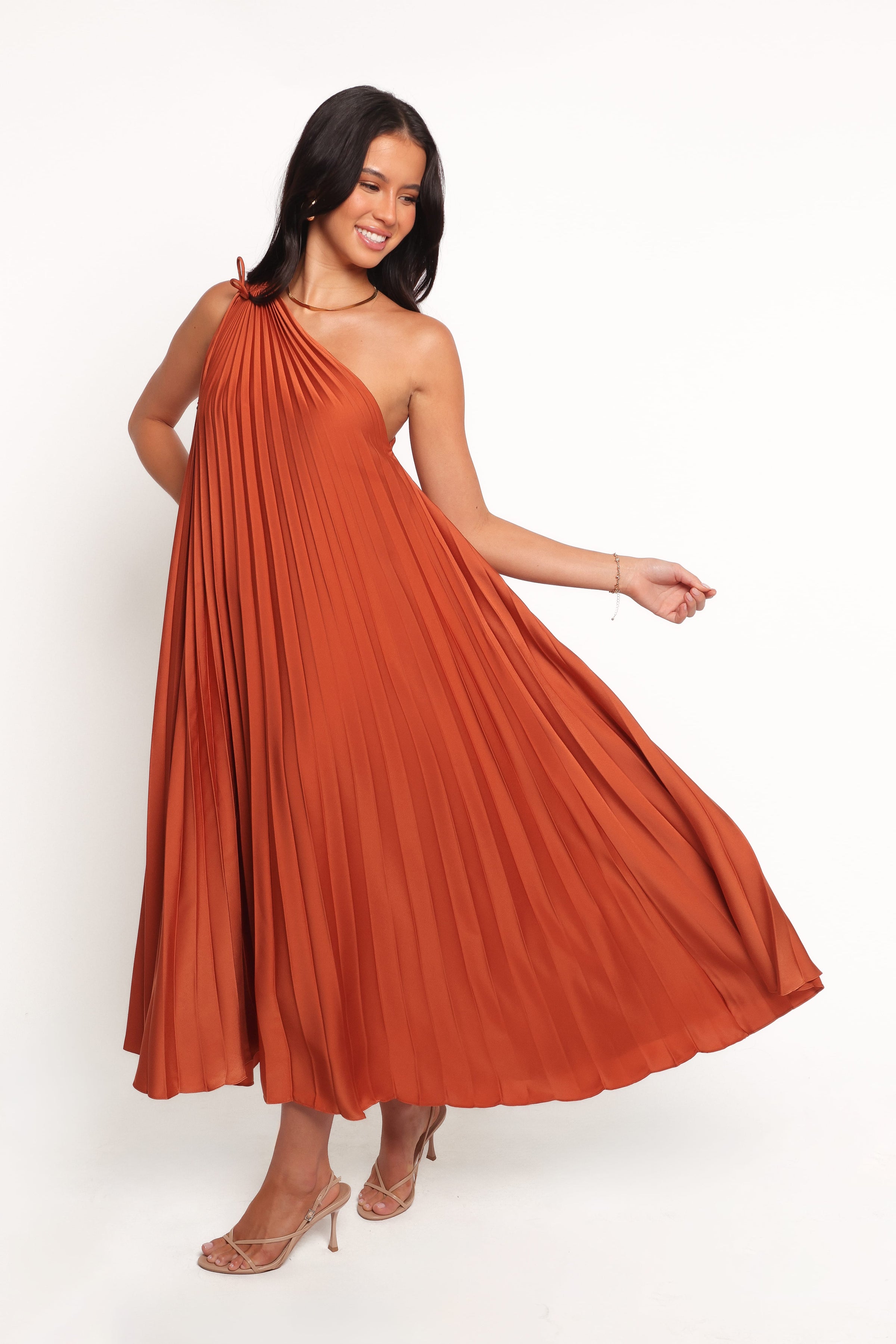 DRESSES Selena One Shoulder Midi Dress - Russet Bronze
