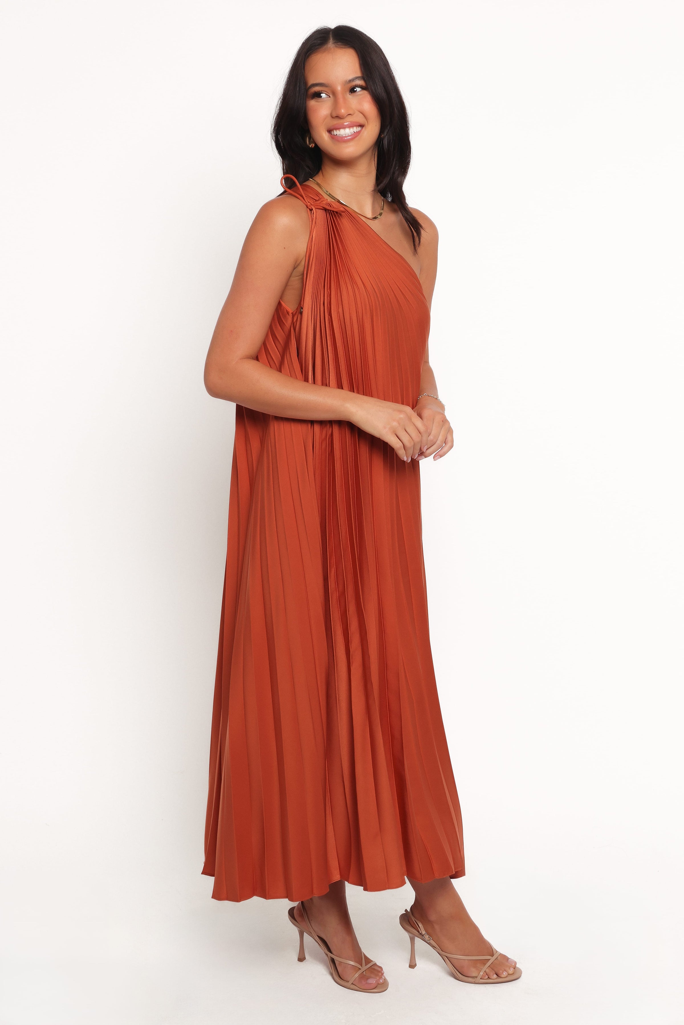 DRESSES Selena One Shoulder Midi Dress - Russet Bronze