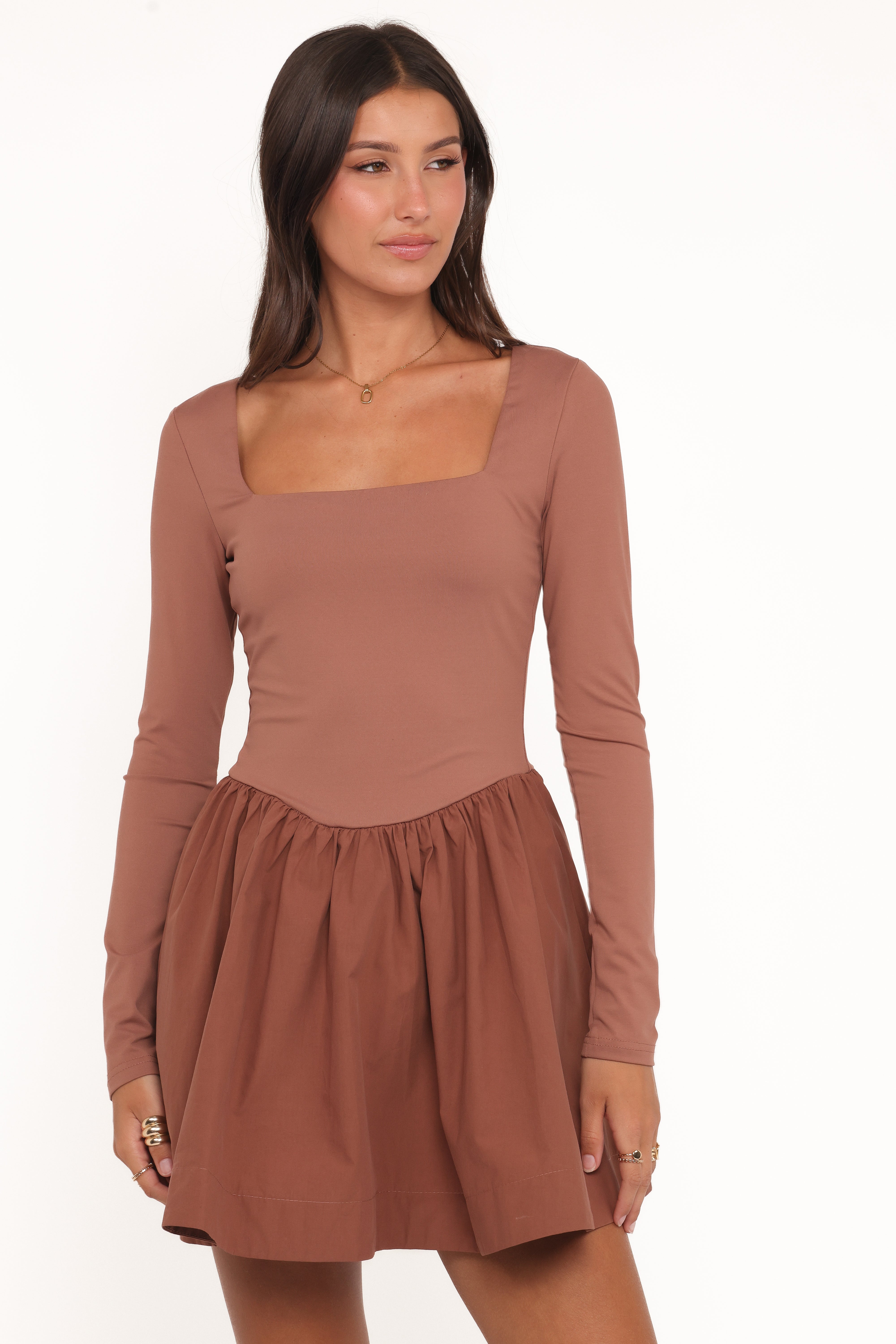 DRESSES Sheena Long Sleeve Mini Dress - Mocha