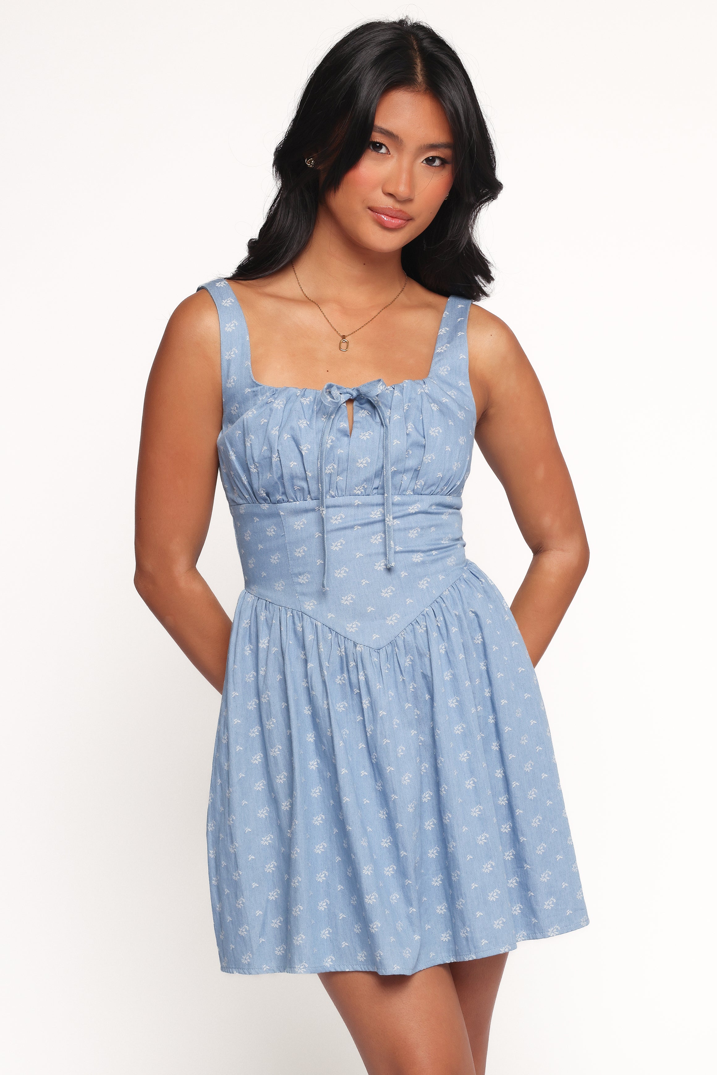 DRESSES Shelton Mini Dress - Floral Denim