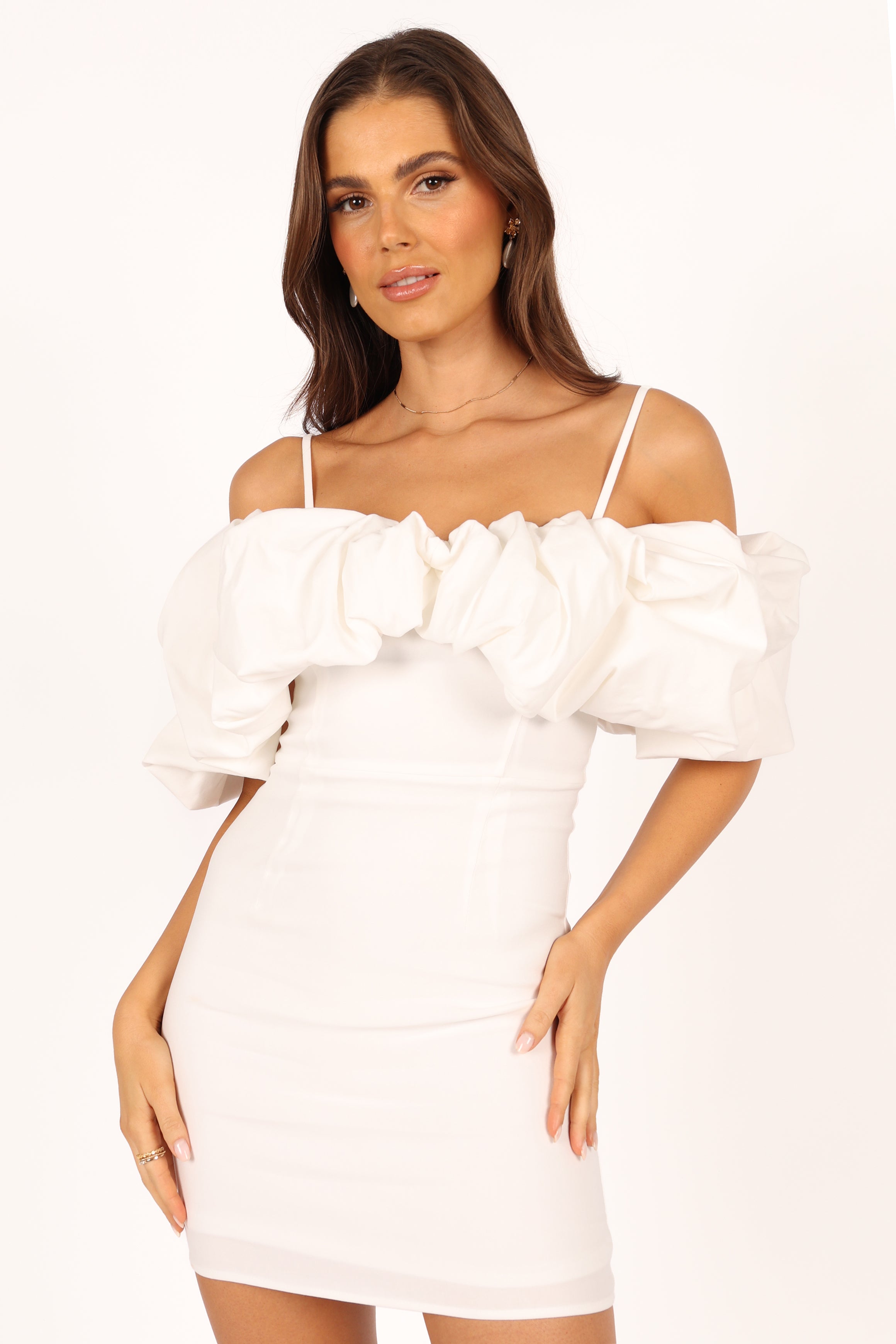DRESSES @Sia Ruffle Mini Dress - White