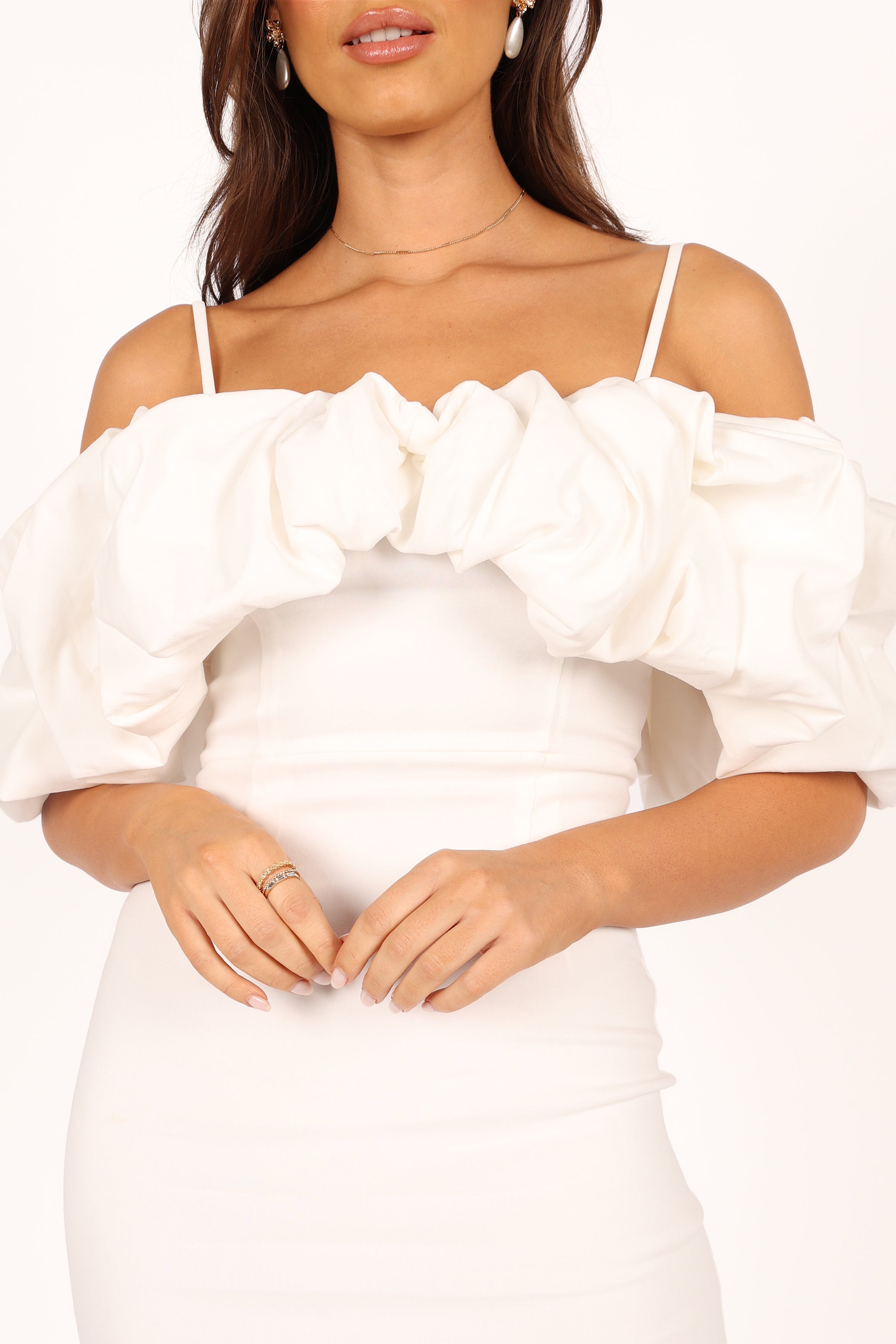 DRESSES @Sia Ruffle Mini Dress - White