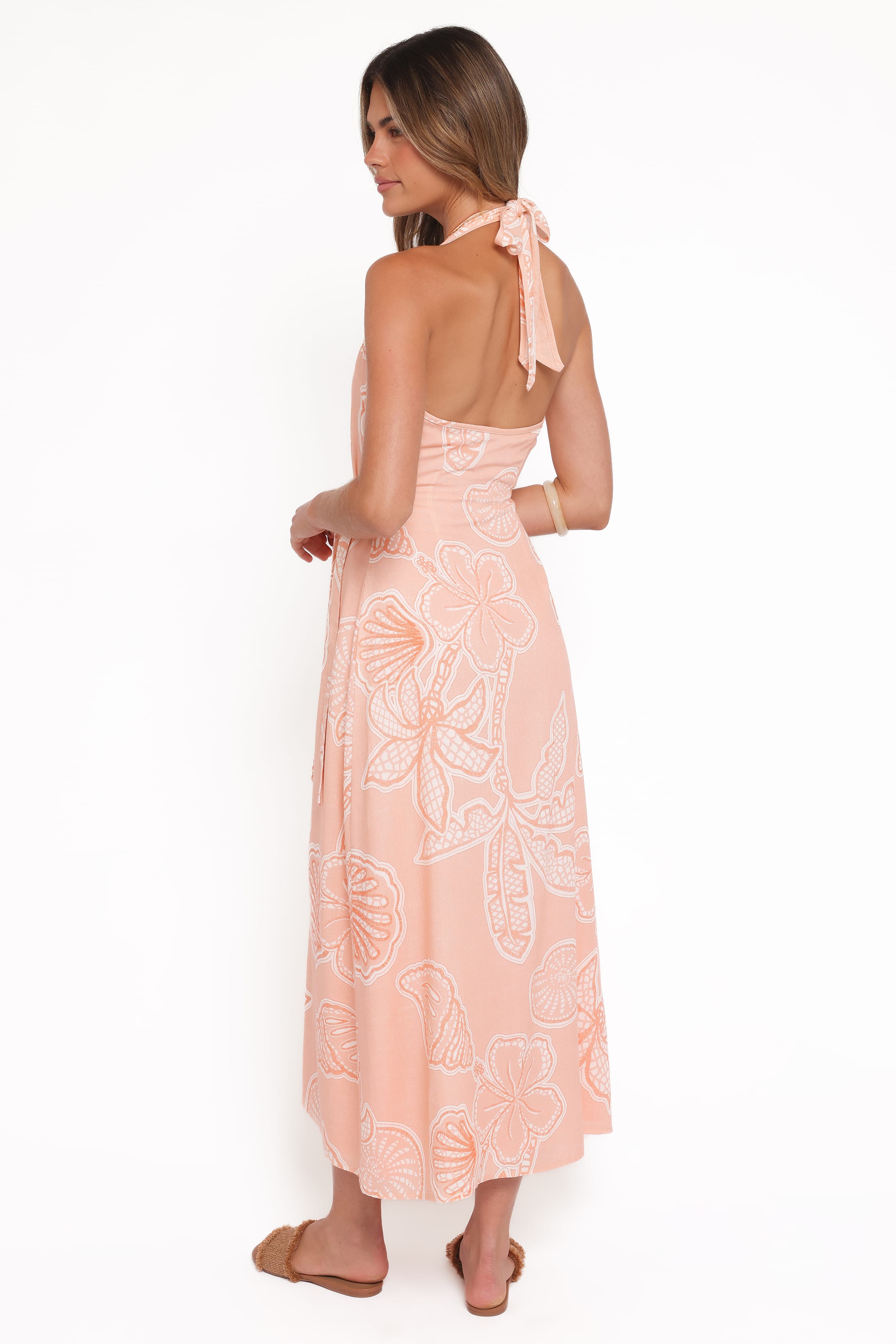 DRESSES Sierra Wrap Midi Dress - Peach Floral