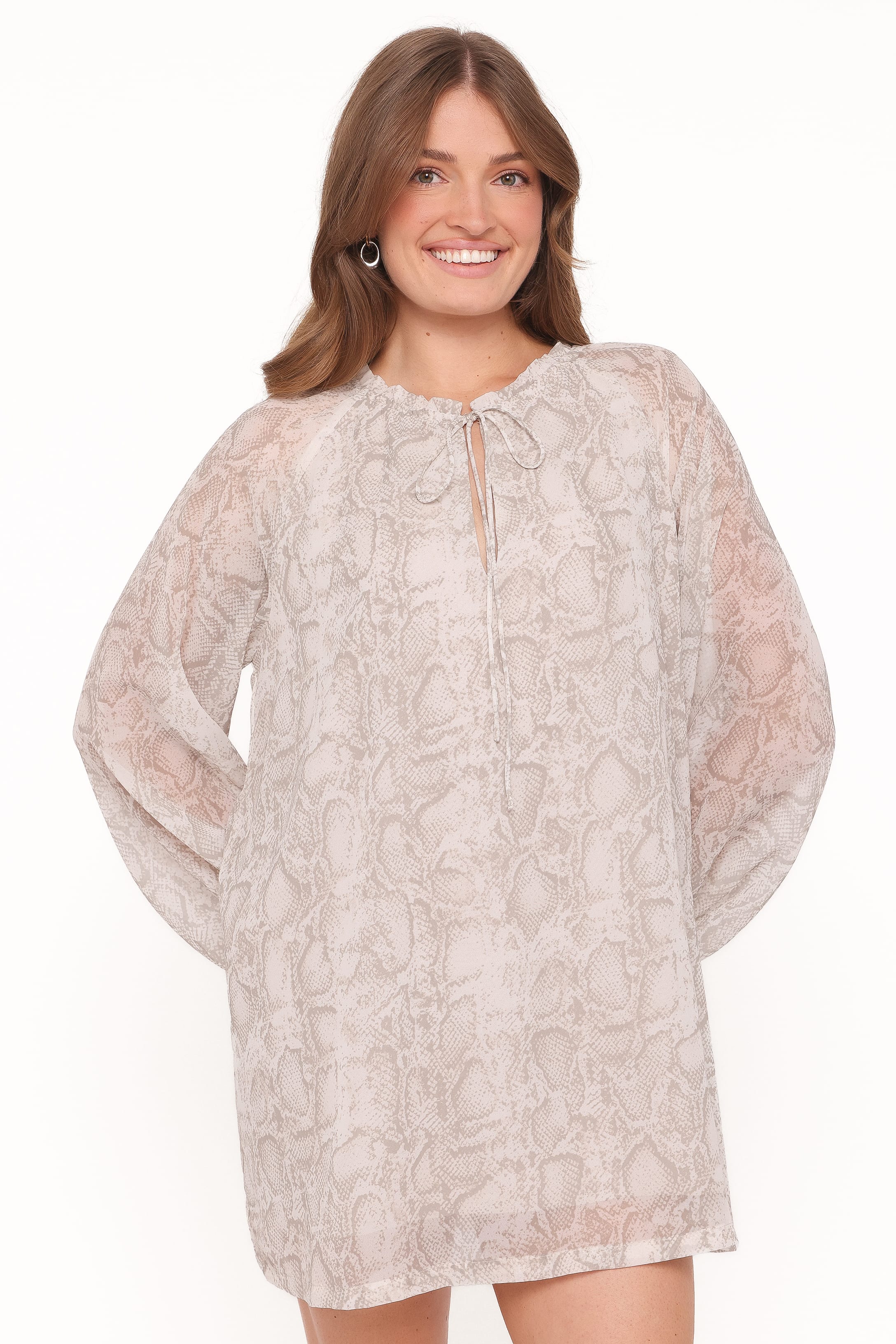 DRESSES Sigrid Tie Cuff Mini Dress - Snake Print