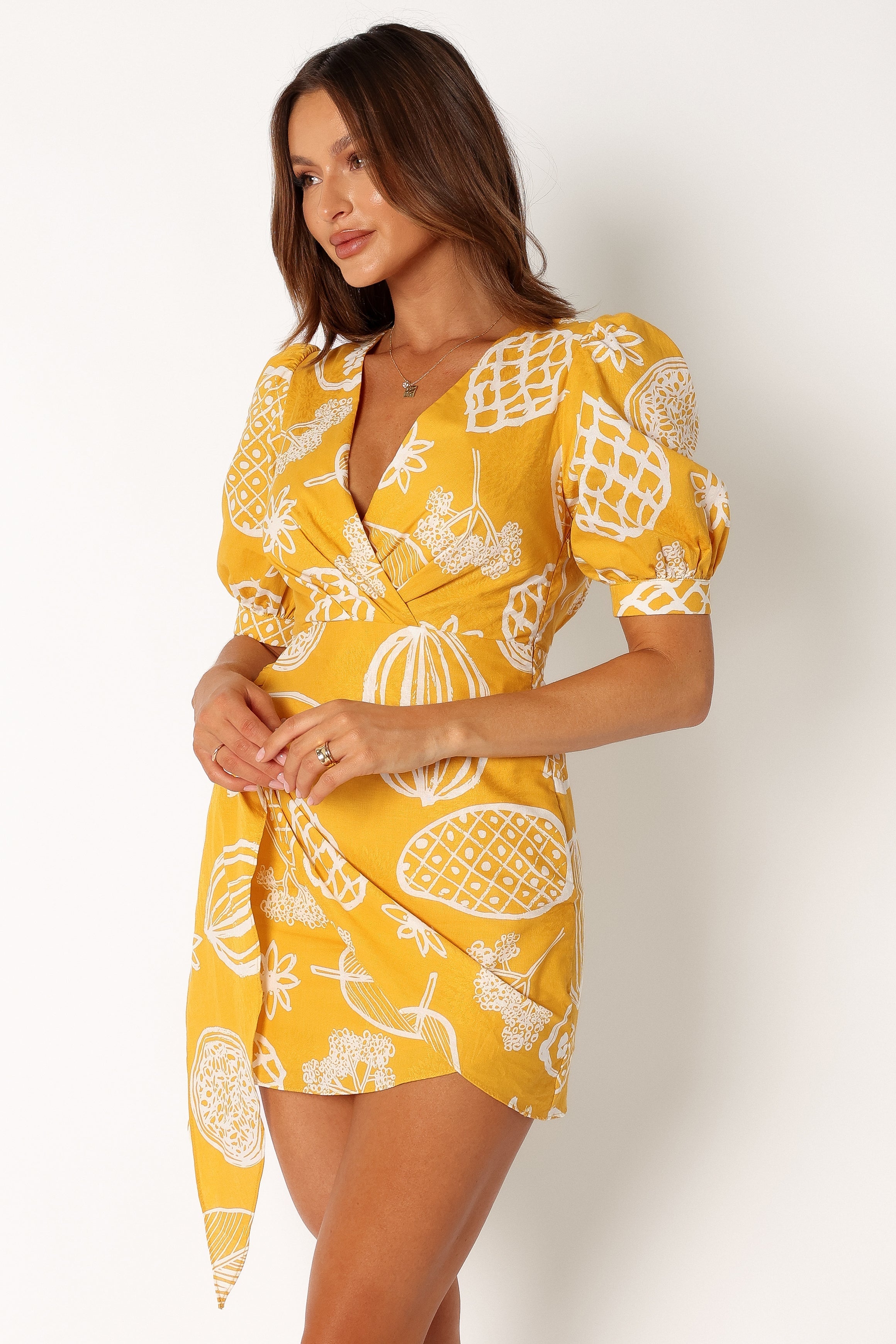 DRESSES @Silas Wrap Mini Dress - Yellow