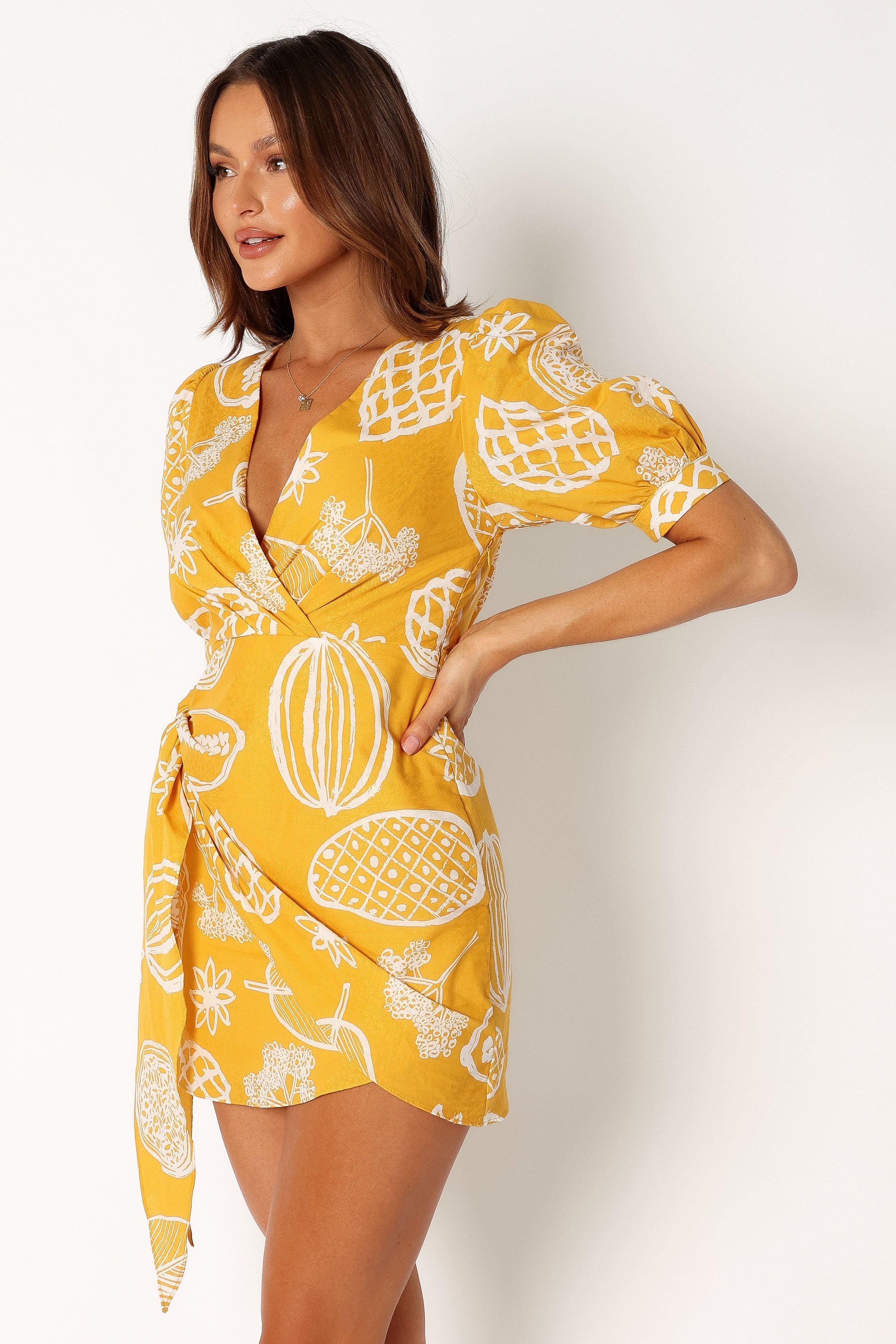 DRESSES @Silas Wrap Mini Dress - Yellow