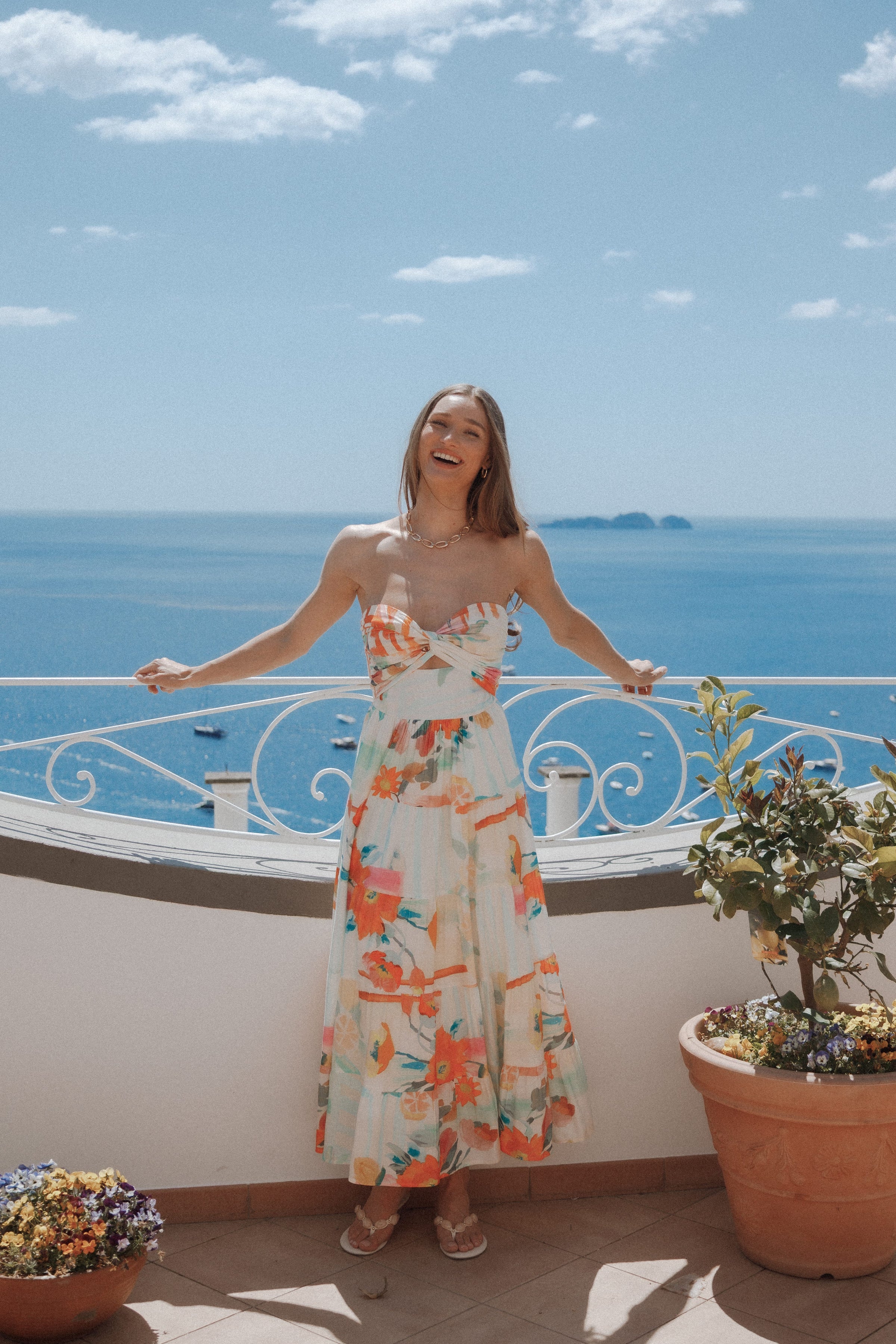 DRESSES Sitara Strapless Midi Dress - Blue Alfresco Floral