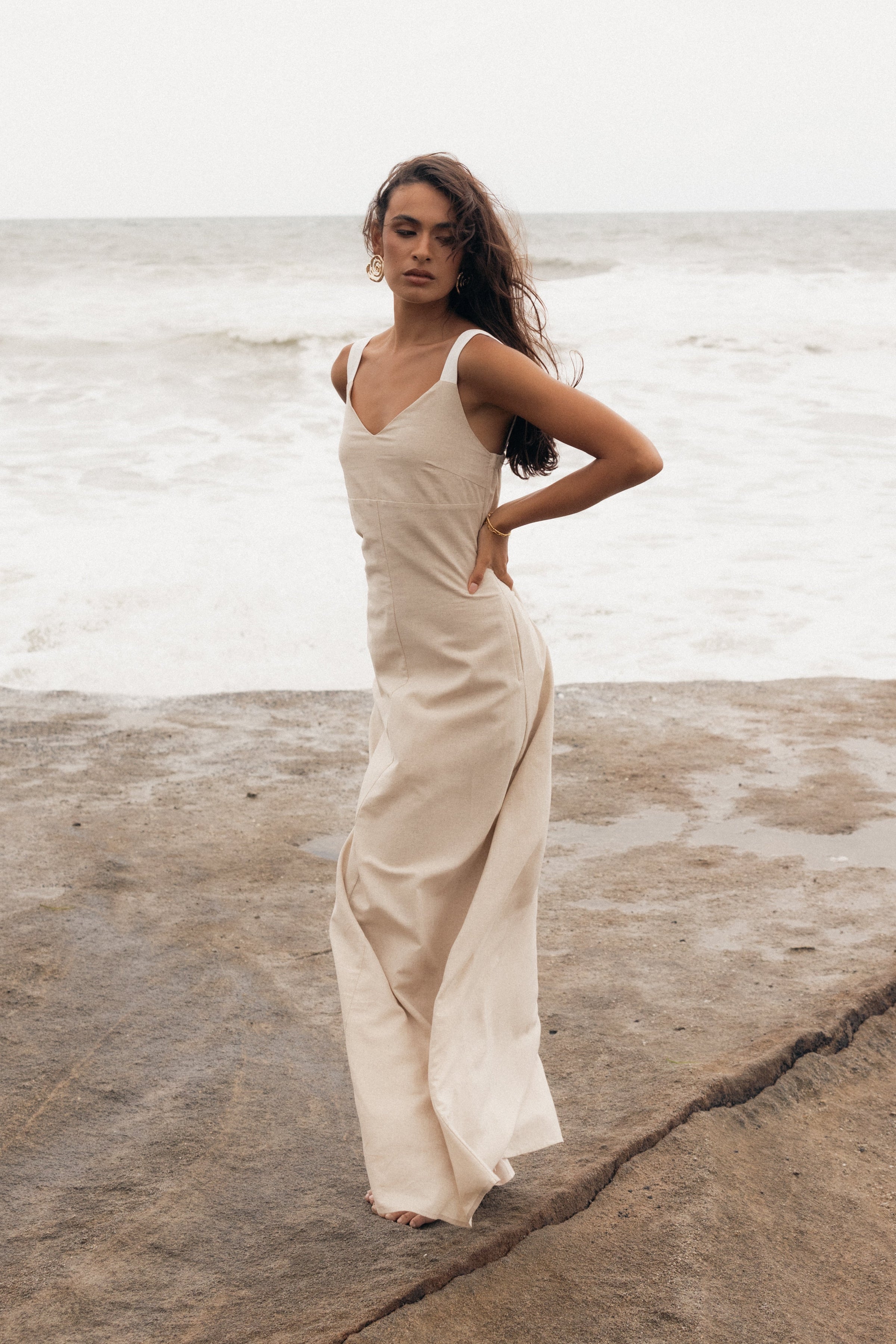 DRESSES Sjon Contrast Strap Maxi Dress - Oatmeal