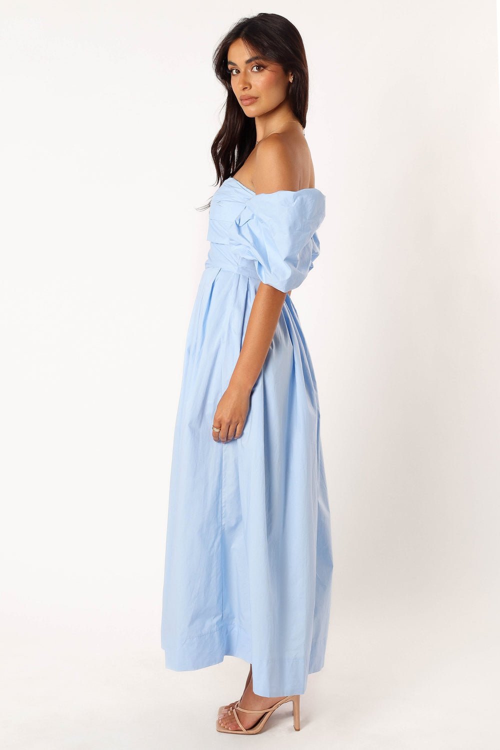 Solana Off Shoulder Midi Dress - Blue - View 5 | Shop Formal Dress