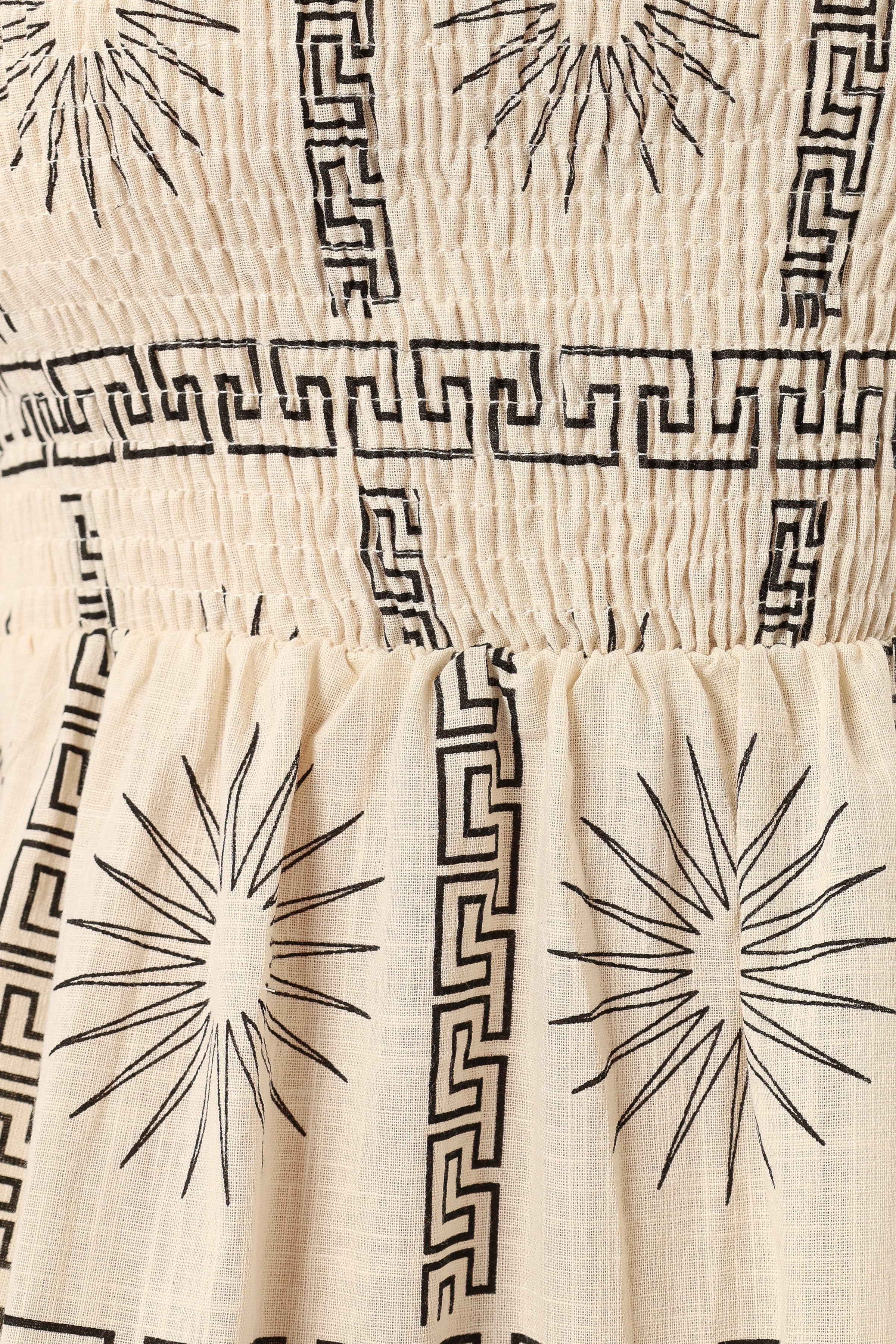 DRESSES @Soliel Puff Sleeve Midi Dress - Beige Black