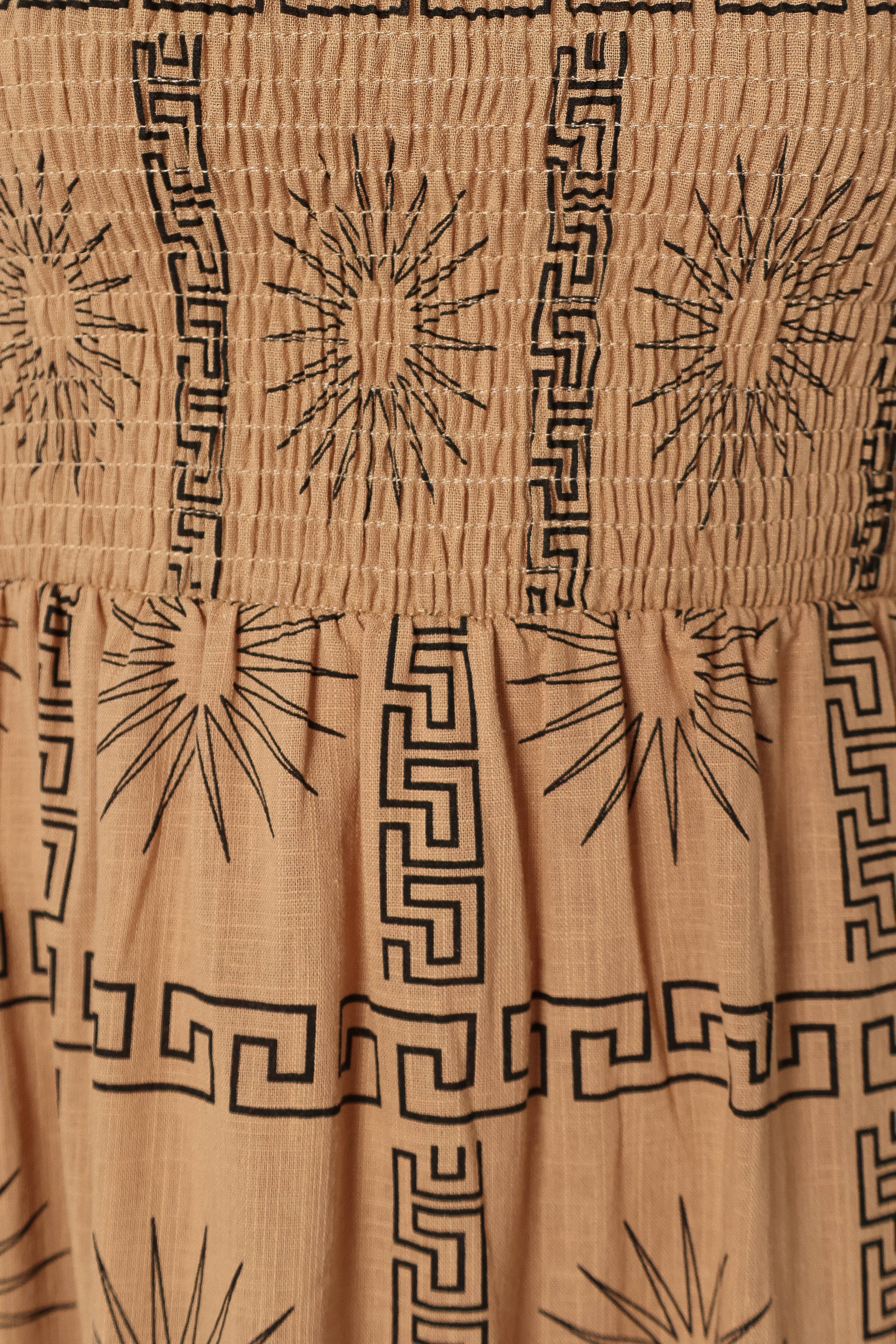 DRESSES @Soliel Puff Sleeve Midi Dress - Tan Black