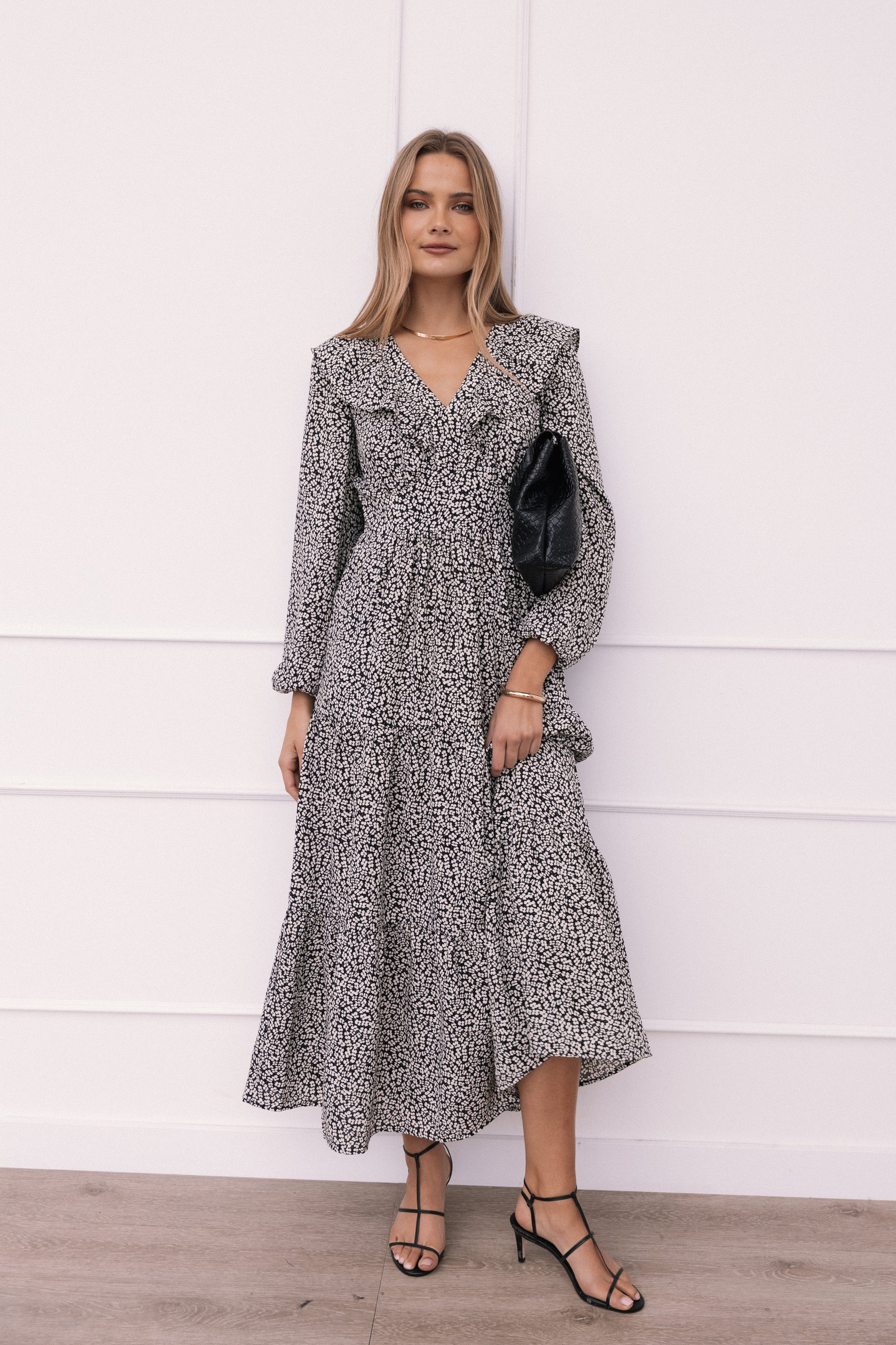 DRESSES Sophie Long Sleeve Maxi Dress - Black/Ivory