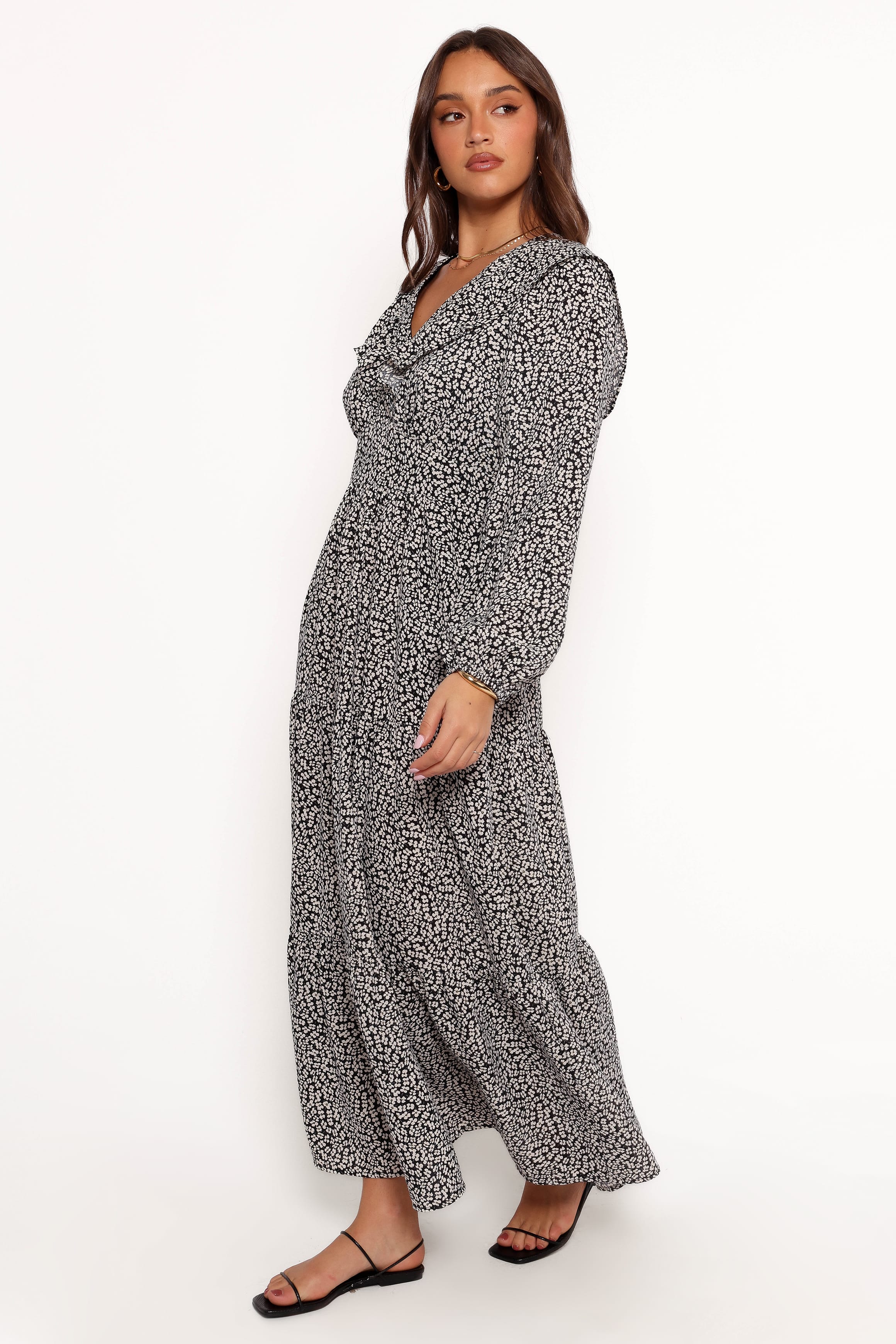DRESSES Sophie Long Sleeve Maxi Dress - Black/Ivory