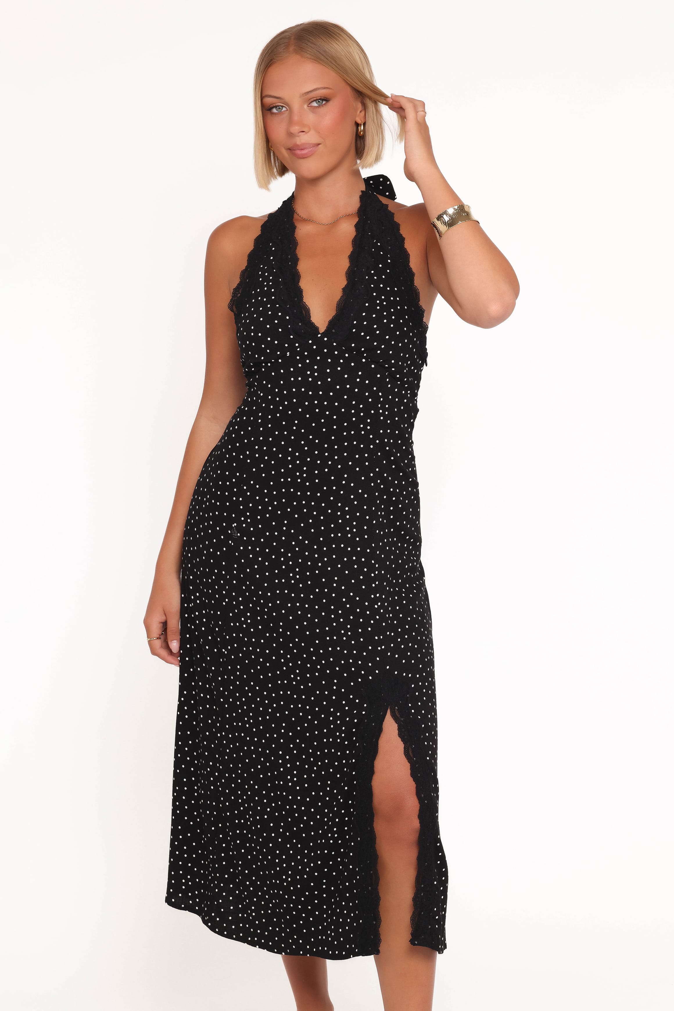 DRESSES Stasia Maxi Halter Dress - Black White